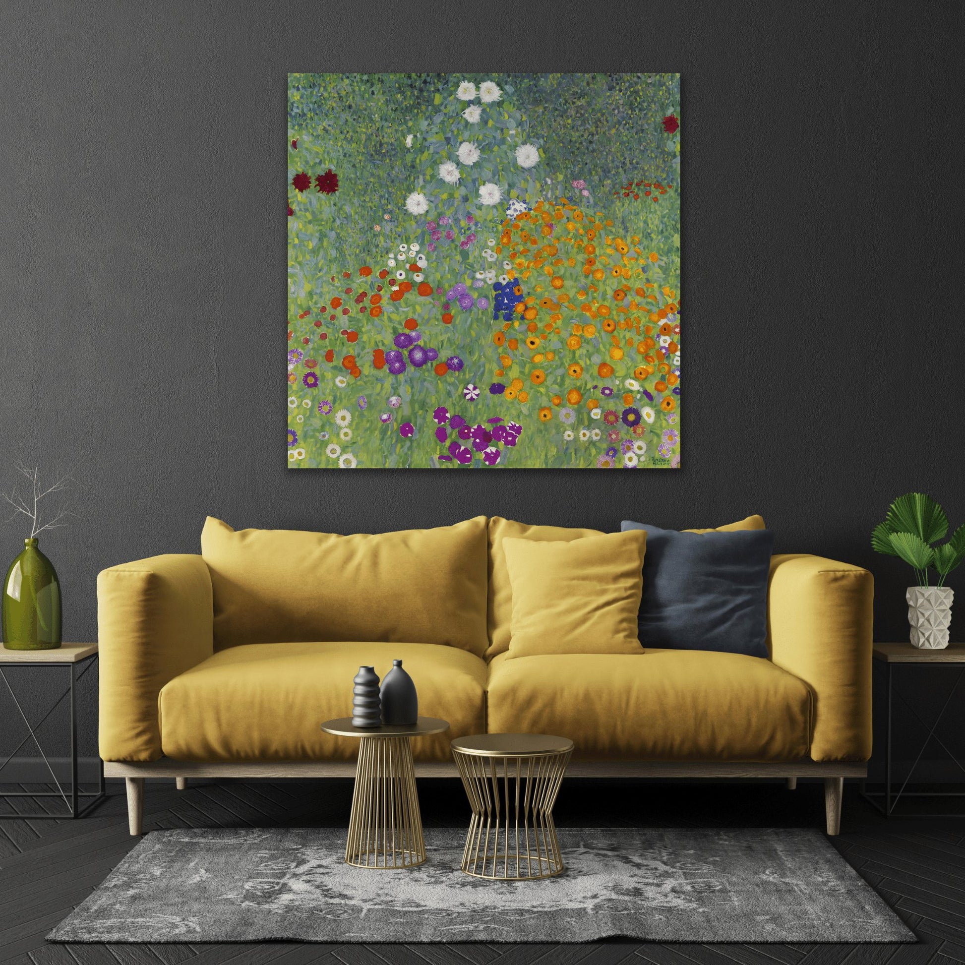 Cottage Flower Garden - Canvas Klimt Wall Art Print