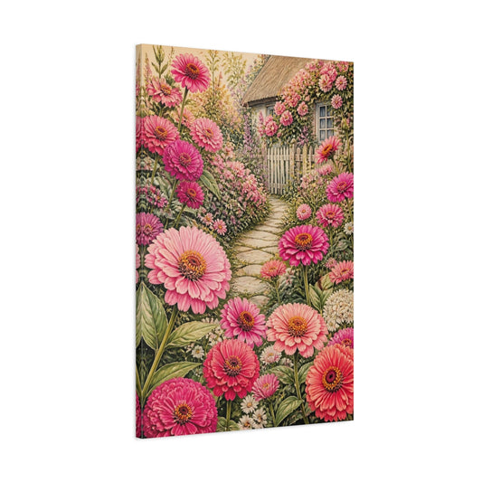 Main Mockup. Cottage Garden Flowers shown as canvas print