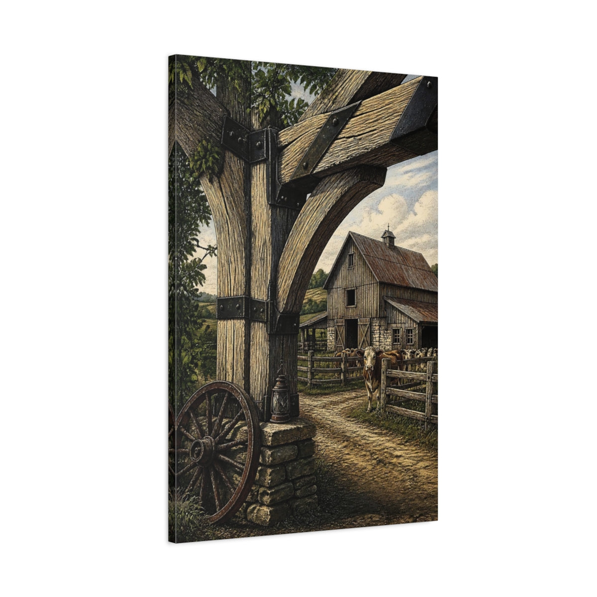 Main Mockup. Country Barn Gate shown as canvas print