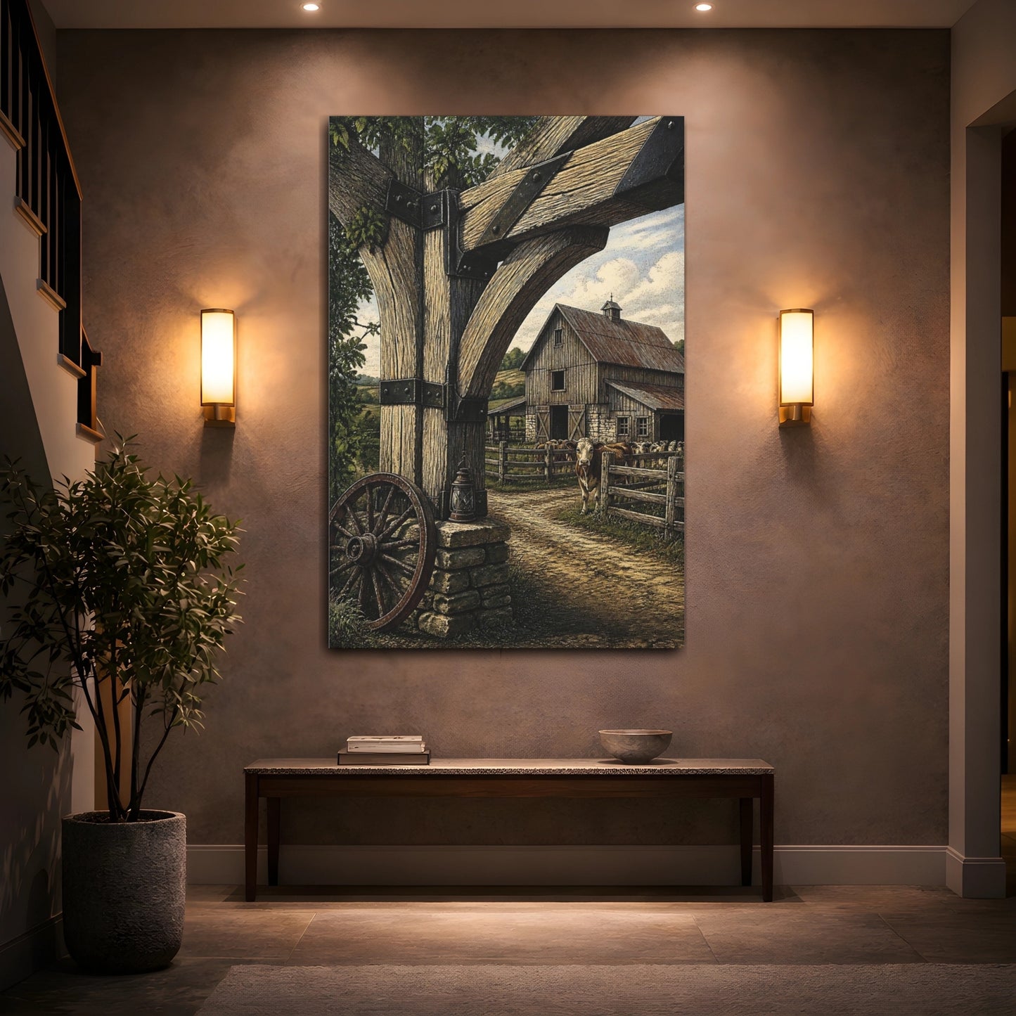Mockup 2. Country Barn Gate shown as canvas print