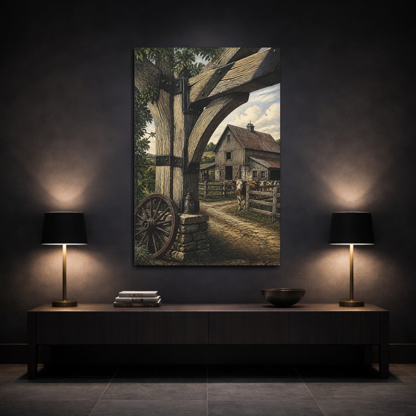 Mockup 3. Country Barn Gate shown as canvas print