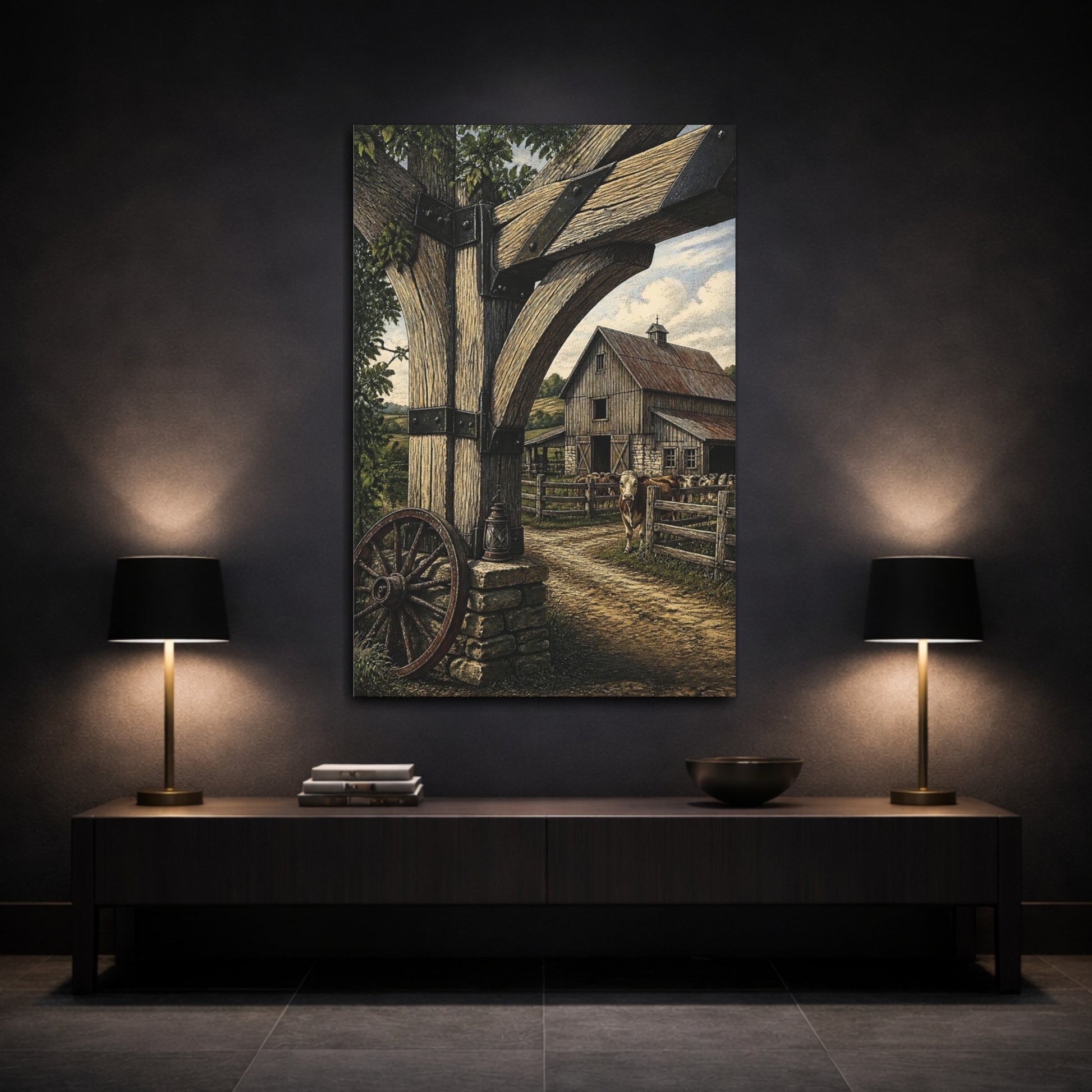 Mockup 3. Country Barn Gate shown as canvas print