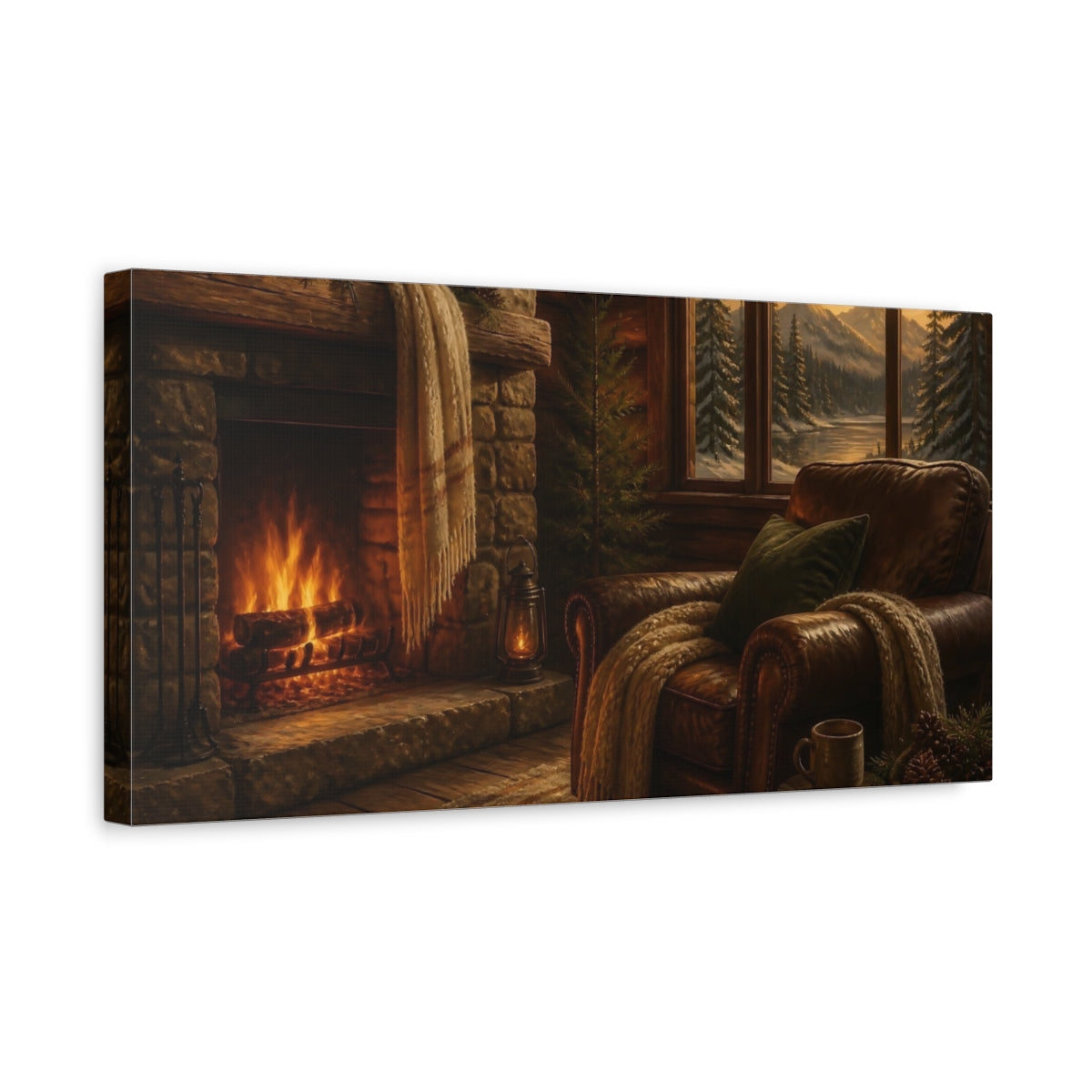 Side Mockup 3. Cozy Leather Armchair shown as canvas print