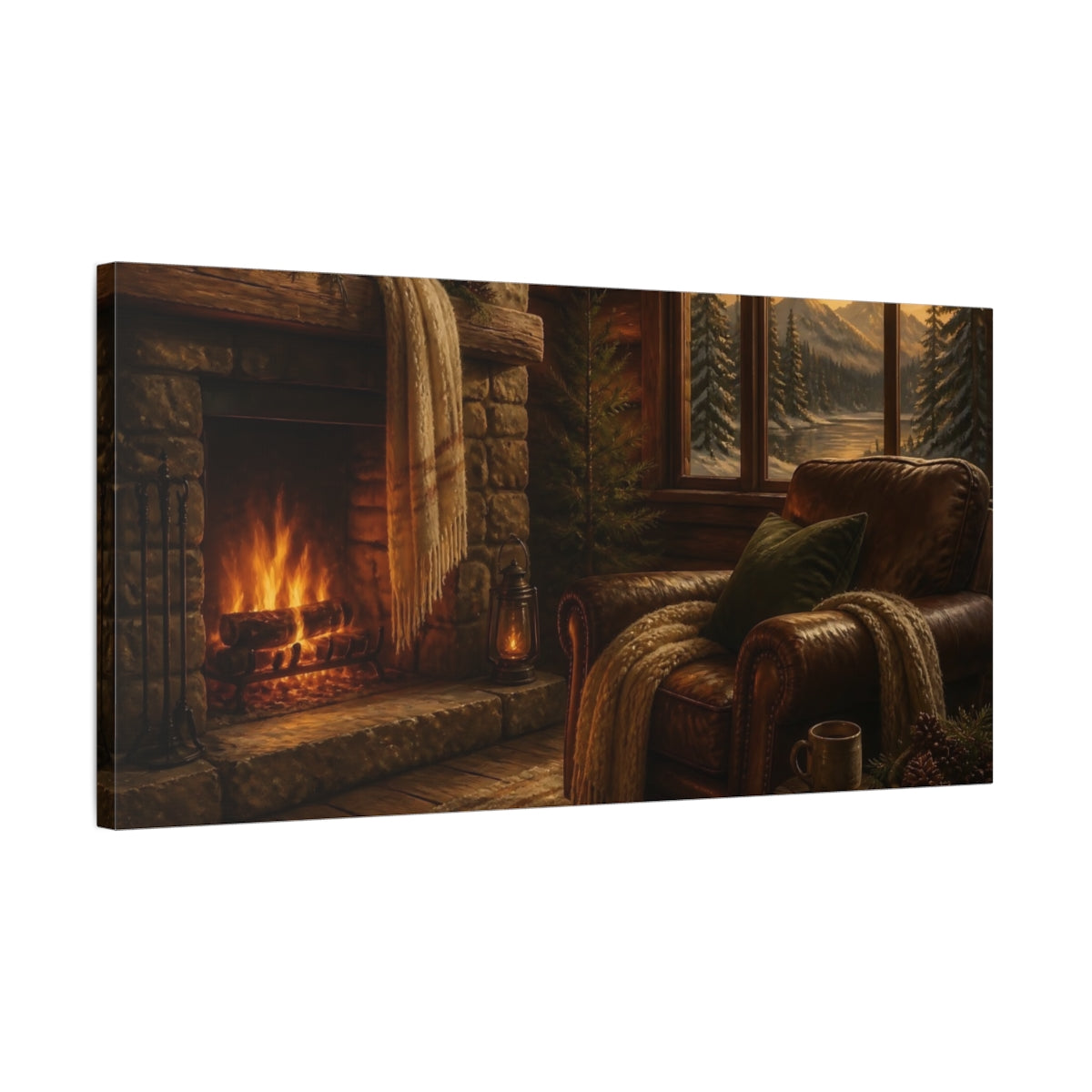 Side Mockup 1. Cozy Leather Armchair shown as canvas print