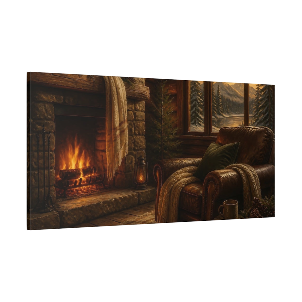 Side Mockup 2. Cozy Leather Armchair shown as canvas print