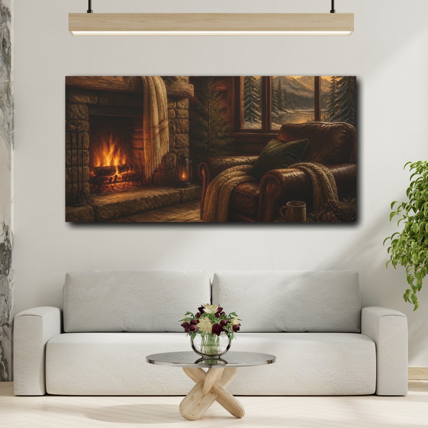 Mockup 2. Cozy Leather Armchair shown as canvas print