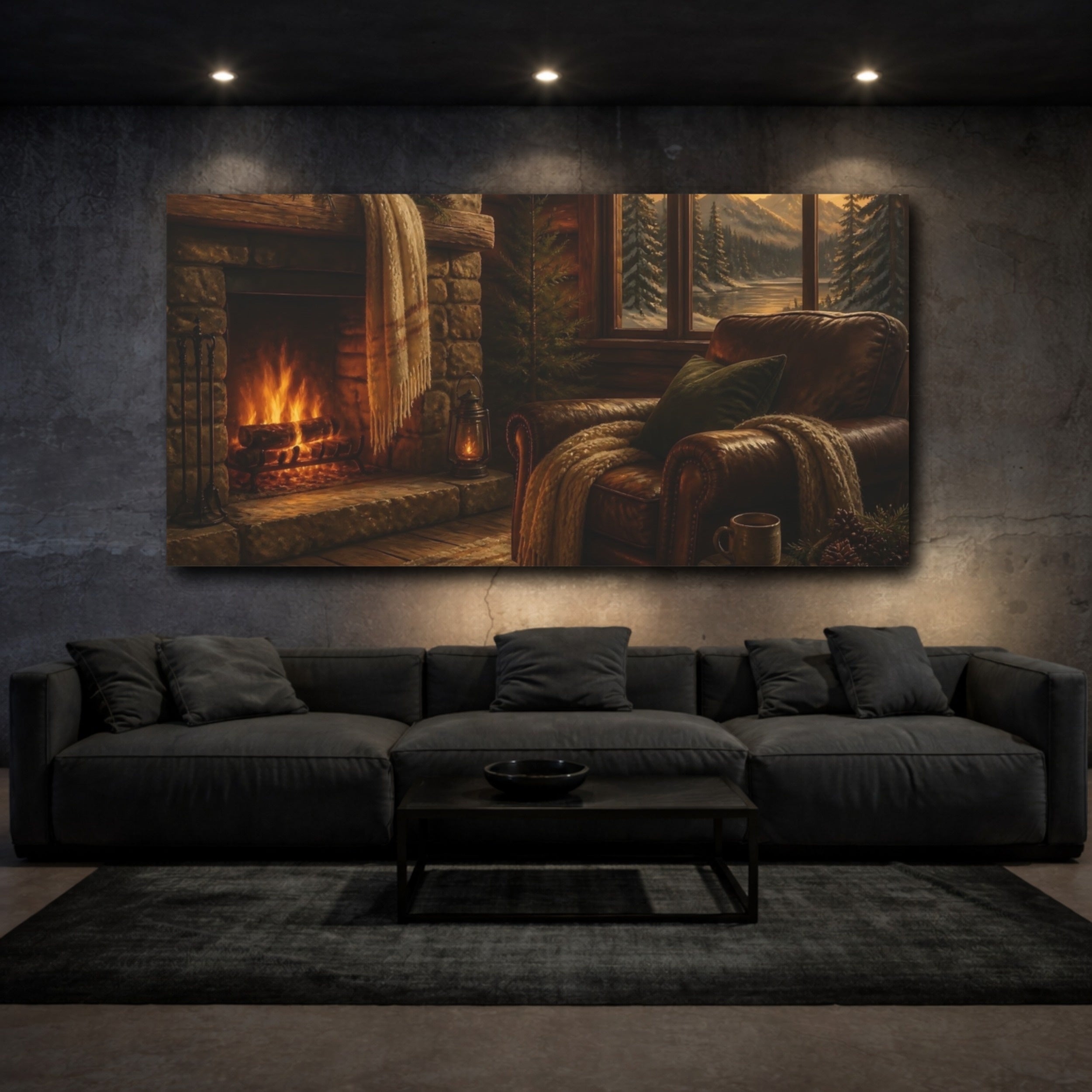 Rustic Fireside Canvas Print - YesArtYes