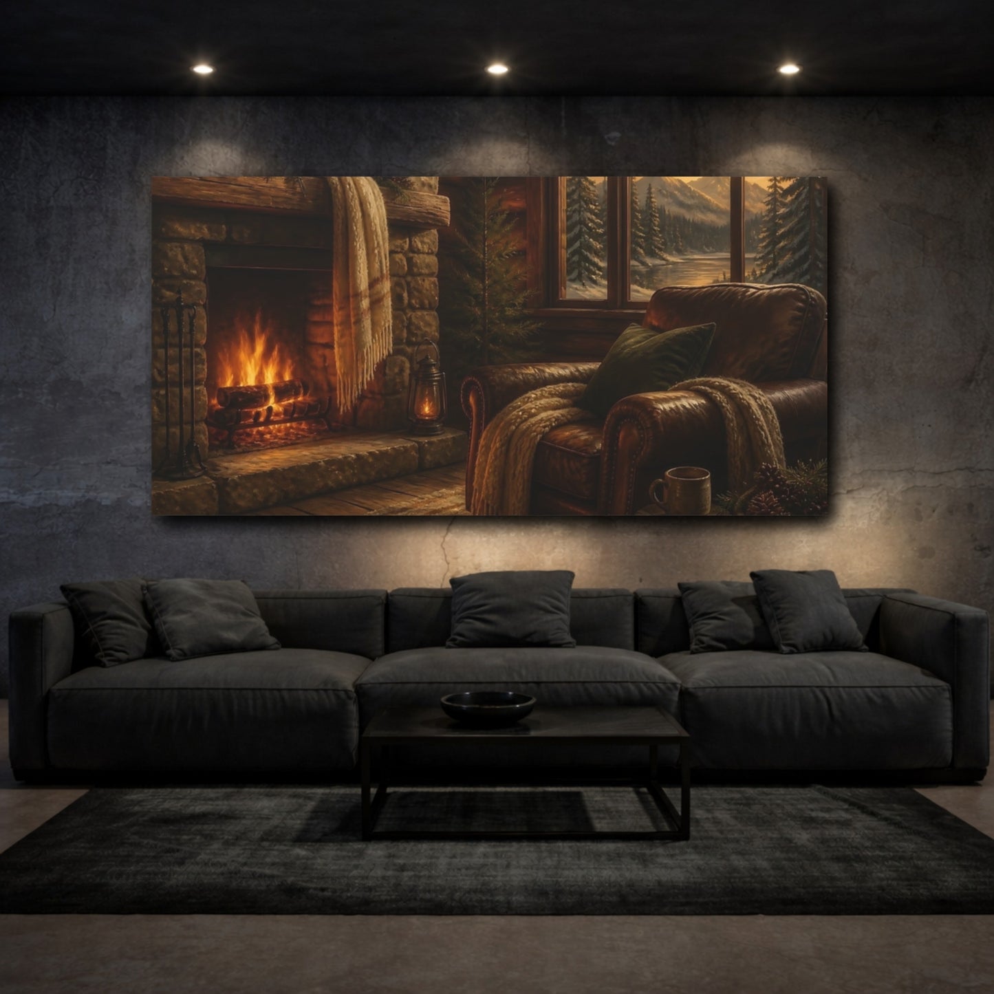 Mockup 3. Cozy Leather Armchair shown as canvas print