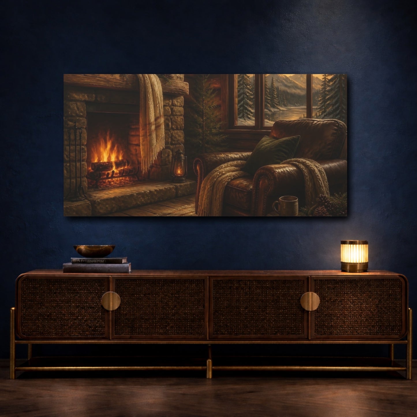 Mockup 4. Cozy Leather Armchair shown as canvas print