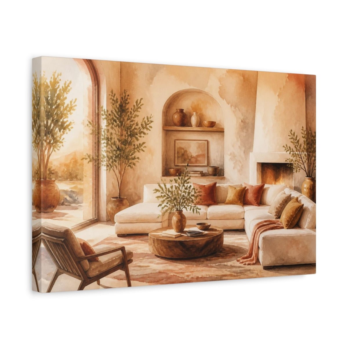 Cozy Living Room Sofa Scene Canvas Print Wall Art – Decor, Above Couch - YesArtYes