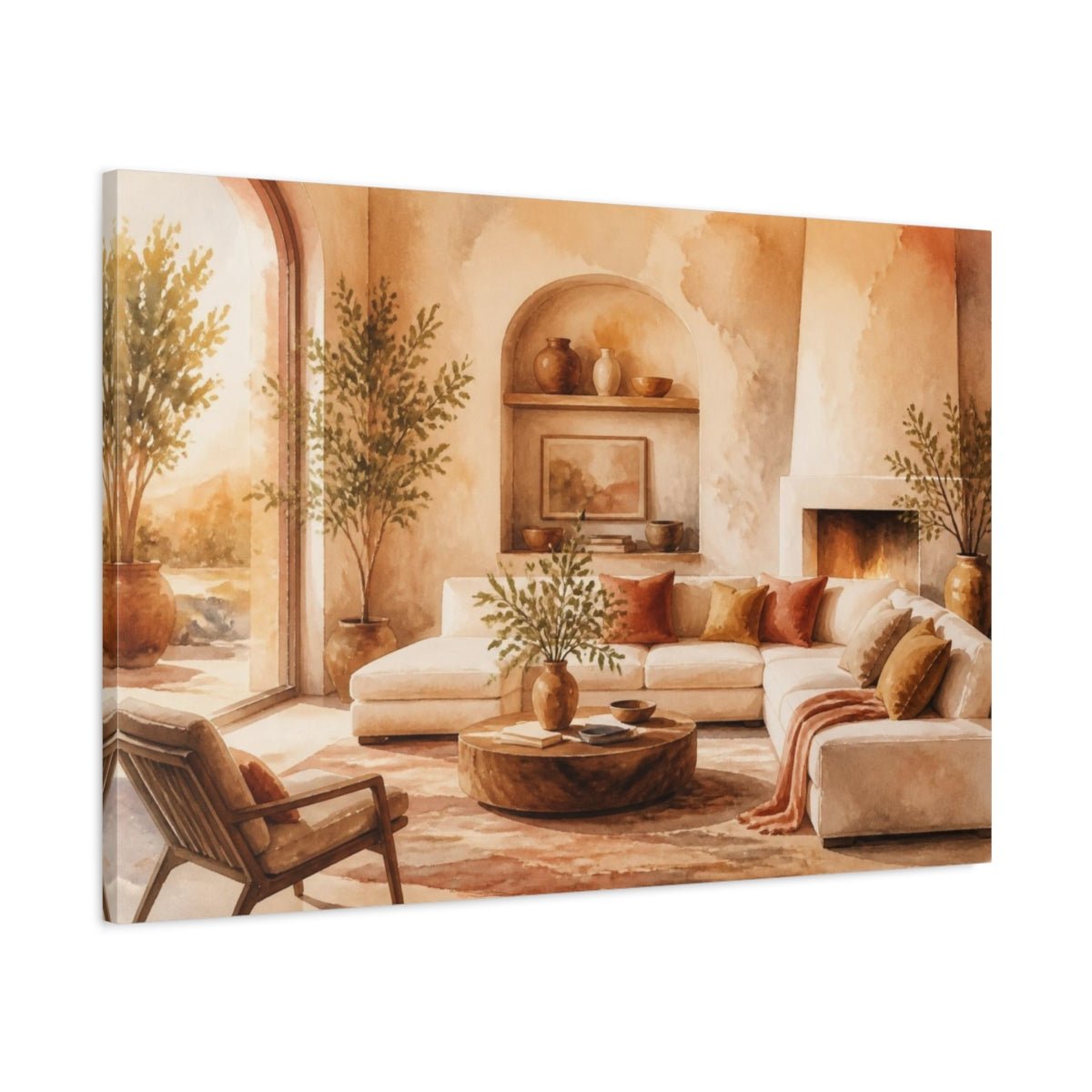 Cozy Living Room Sofa Scene Canvas Print Wall Art – Decor, Above Couch - YesArtYes