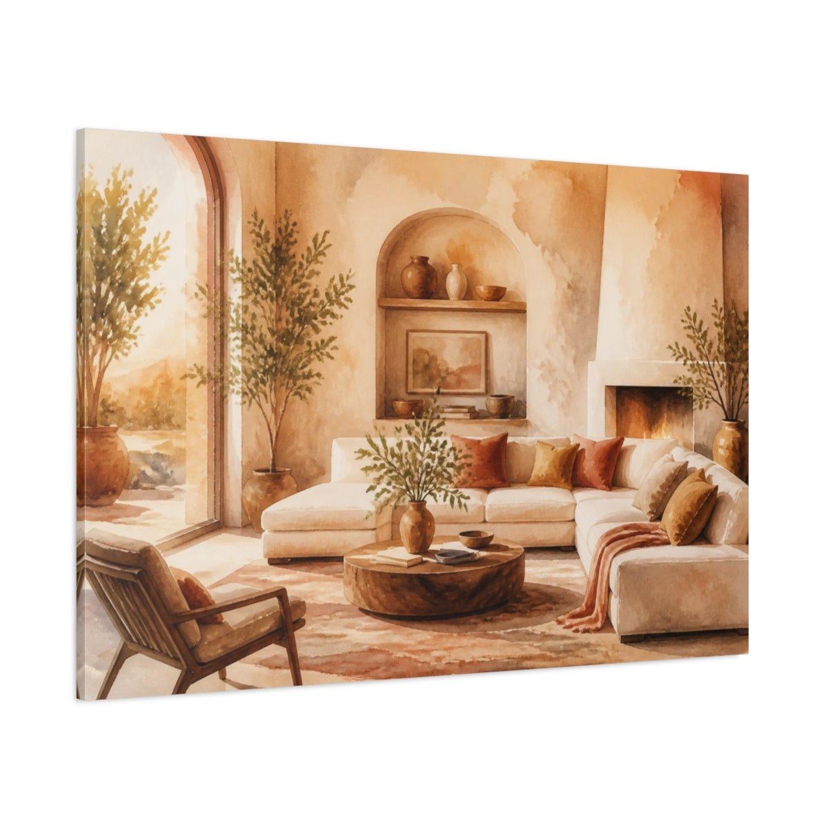 Cozy Living Room Sofa Scene Canvas Print Wall Art – Decor, Above Couch - YesArtYes