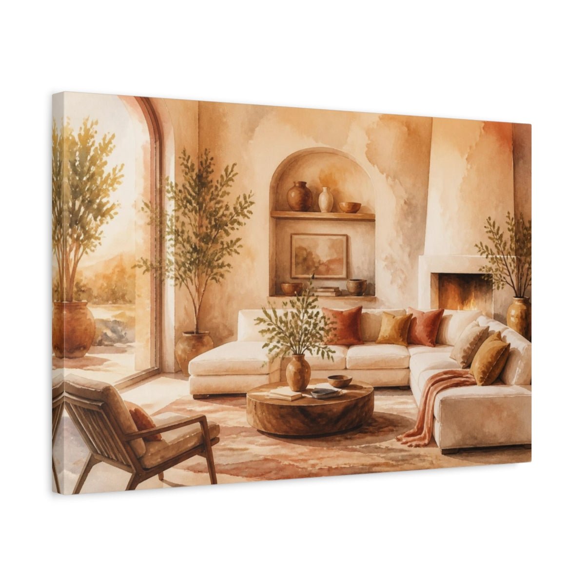 Cozy Living Room Sofa Scene Canvas Print Wall Art – Decor, Above Couch - YesArtYes