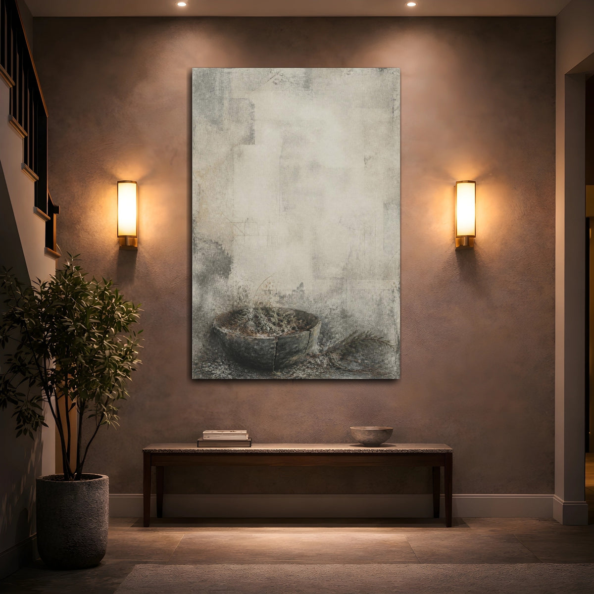 Mockup 2. Cracked Bowl With Needles shown as canvas print