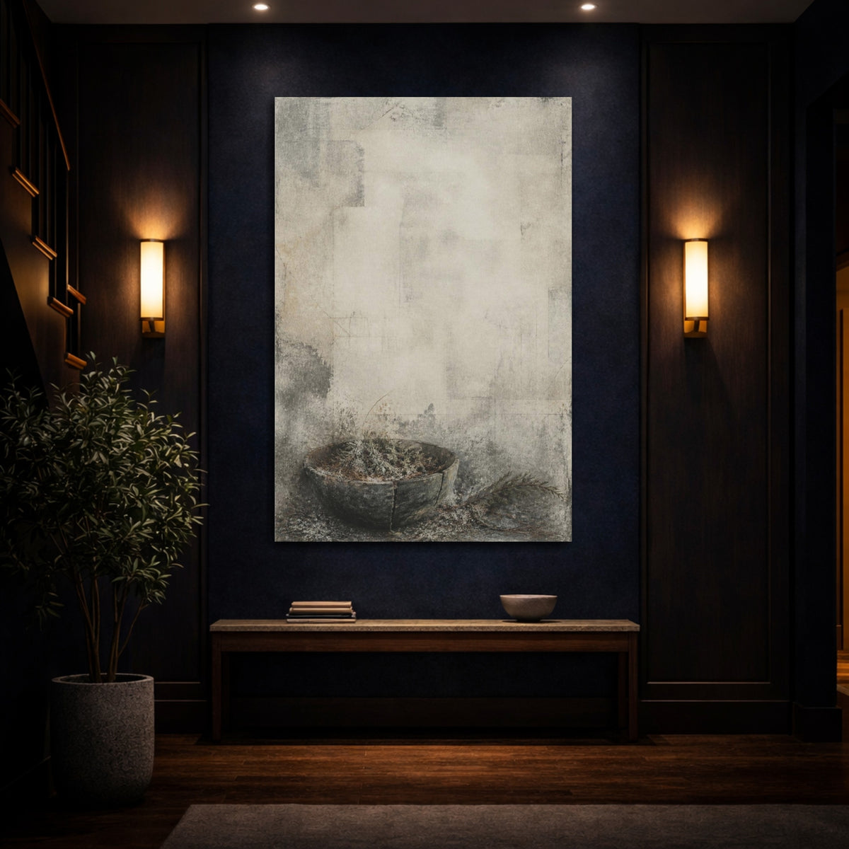 Mockup 4. Cracked Bowl With Needles shown as canvas print