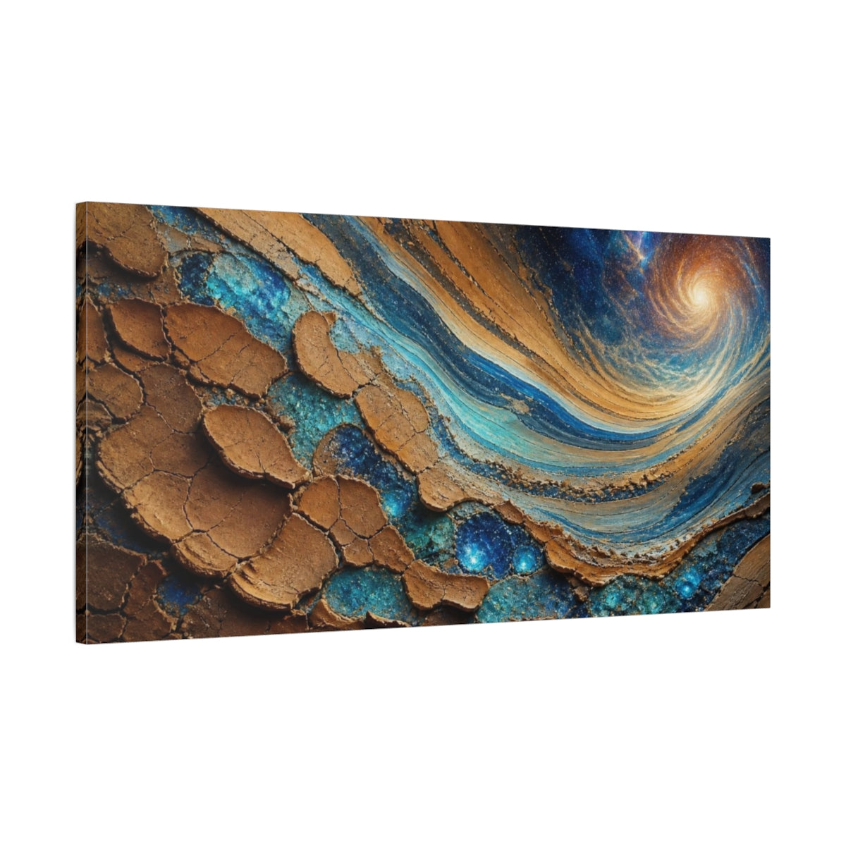 Main Mockup. Cracked Clay Galaxy shown as canvas print
