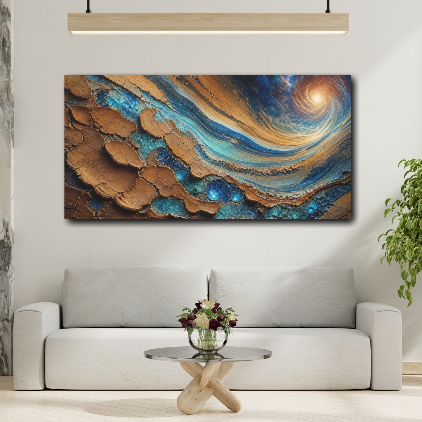 Mockup 2. Cracked Clay Galaxy shown as canvas print