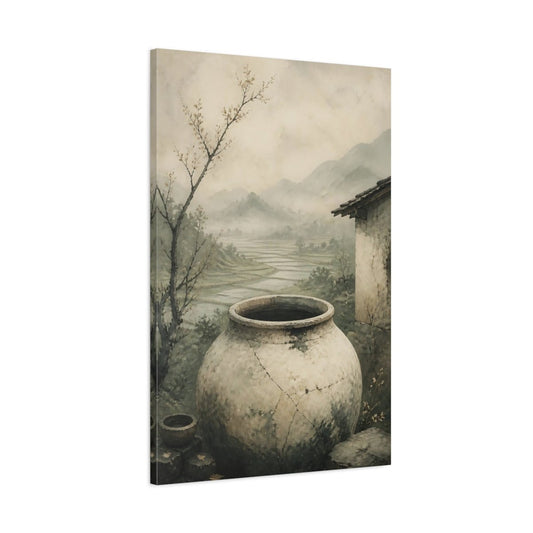 Cracked Clay Jar Landscape Canvas Print Wall Art – Living Room Decor, Above Fireplace - YesArtYes