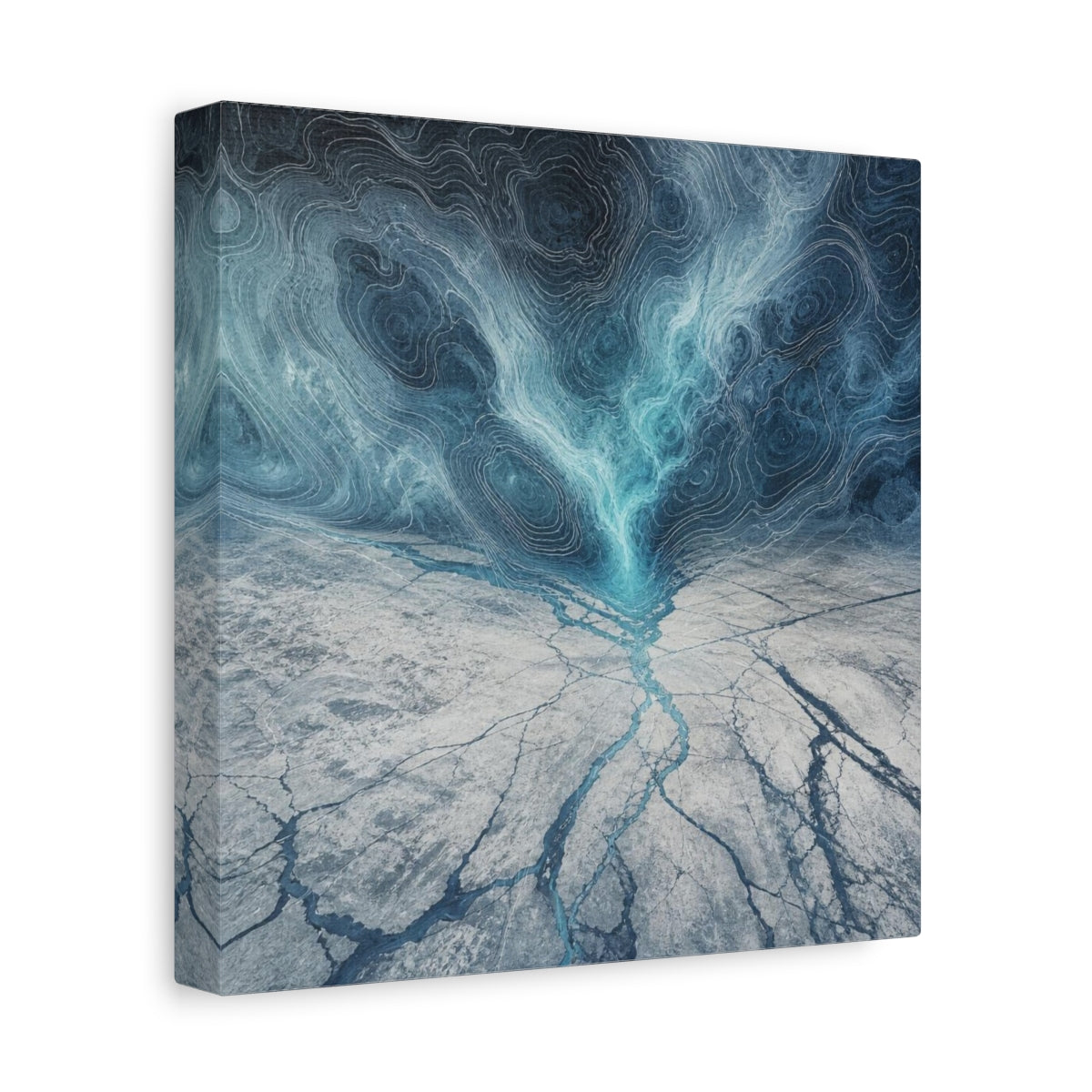 Side Mockup 9. Cracked Ice Topography shown as canvas print