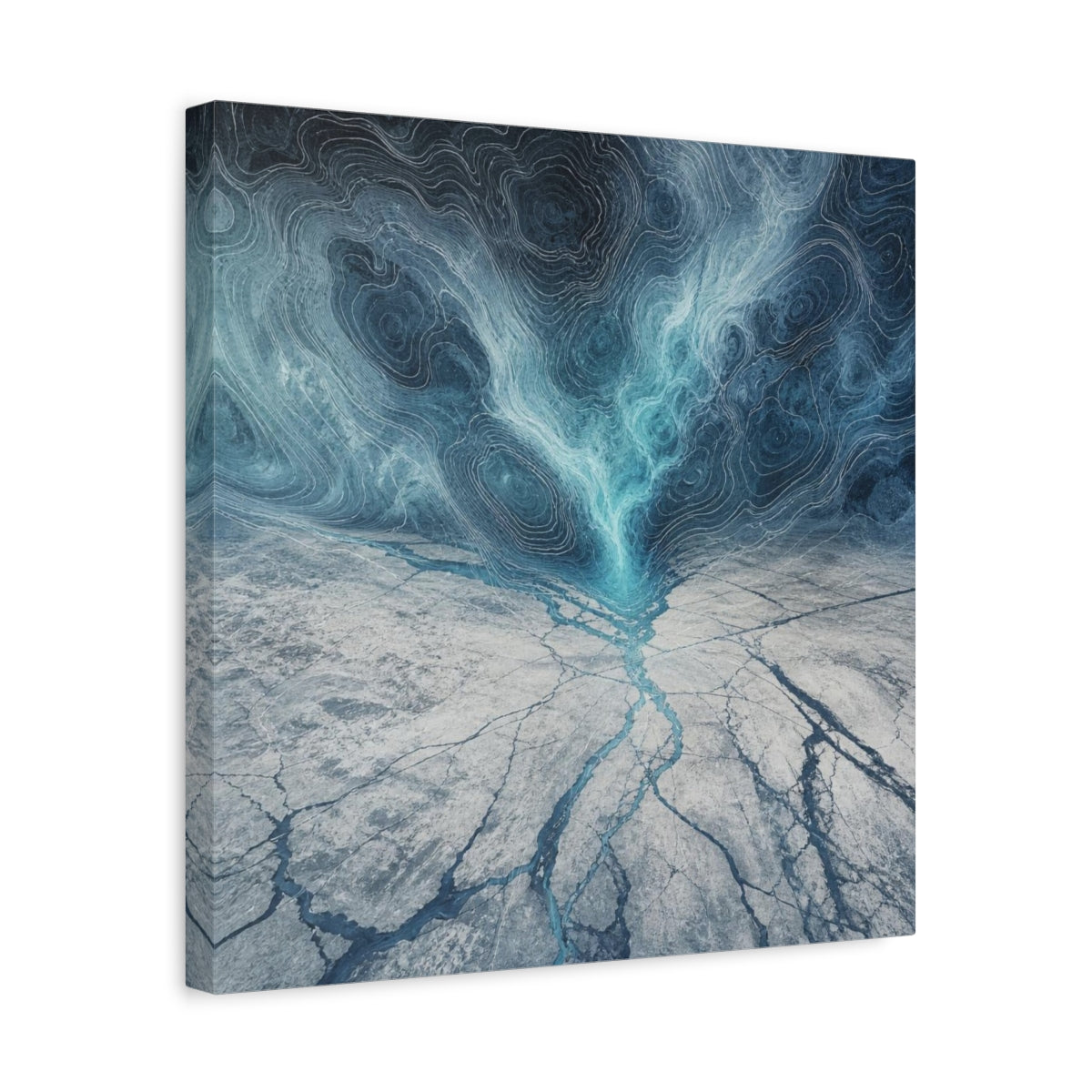 Side Mockup 6. Cracked Ice Topography shown as canvas print