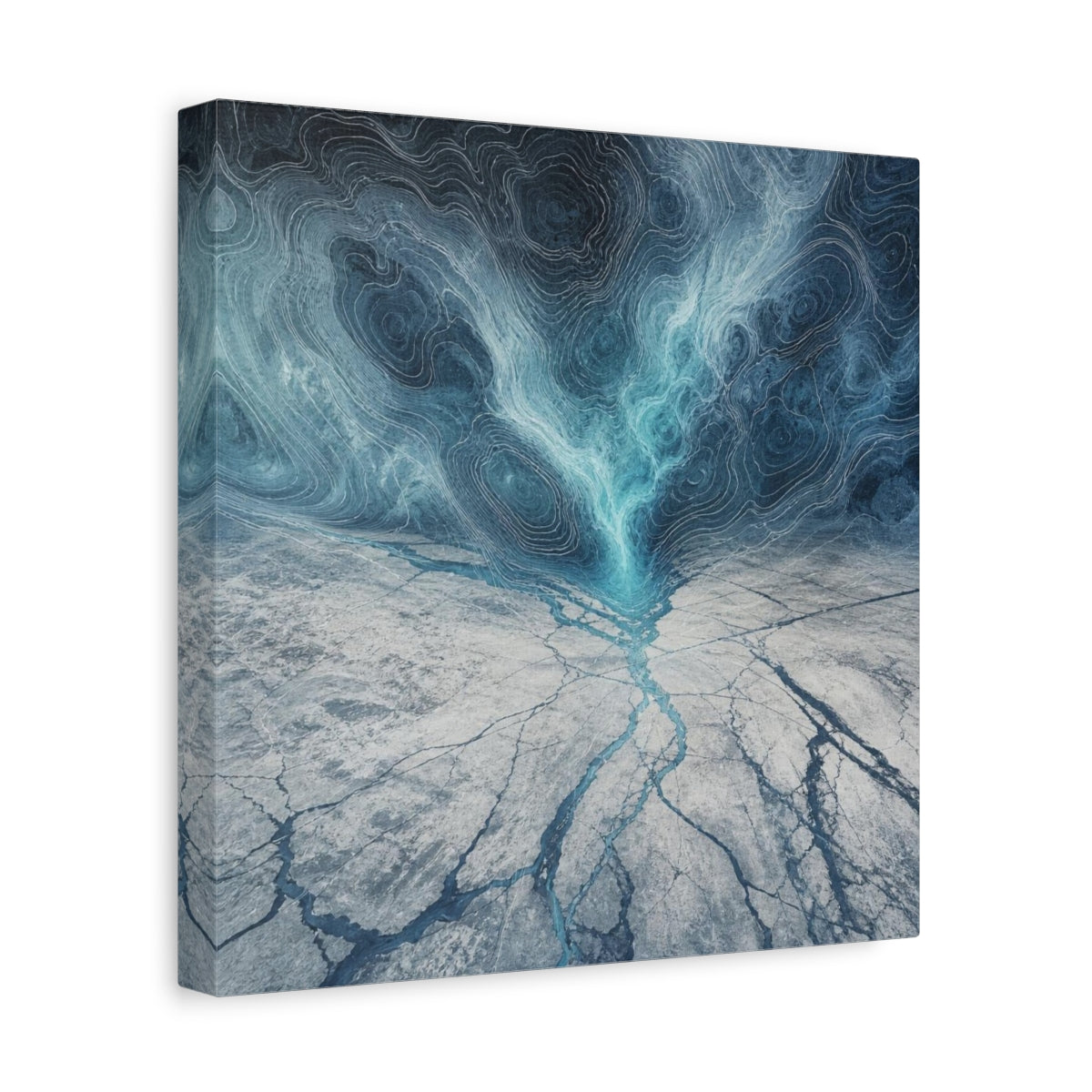 Side Mockup 8. Cracked Ice Topography shown as canvas print