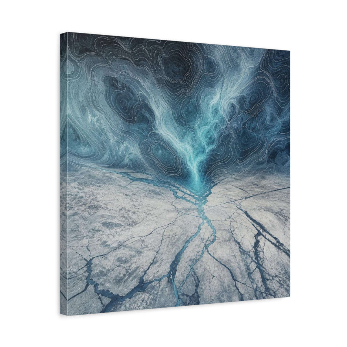 Side Mockup 5. Cracked Ice Topography shown as canvas print