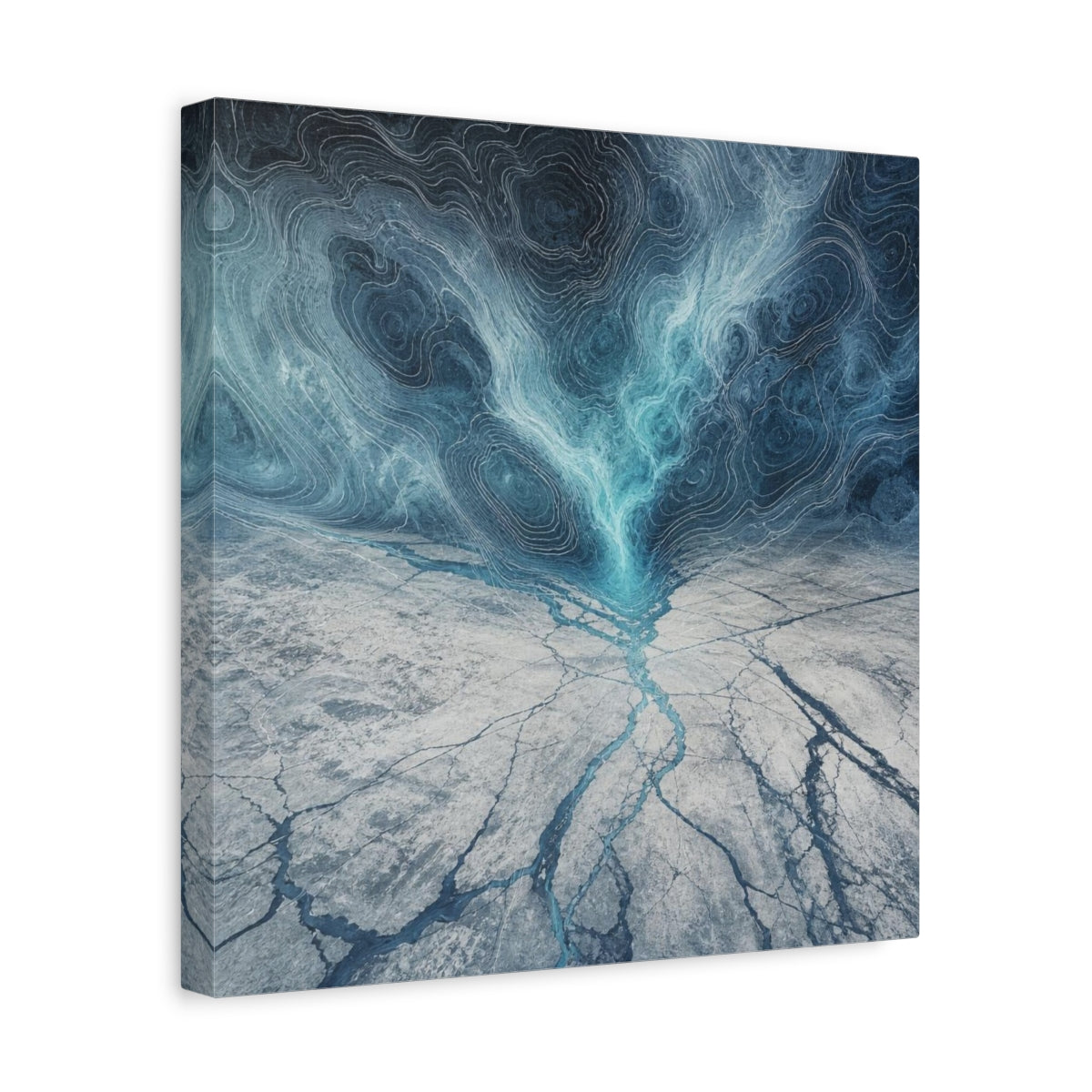 Side Mockup 7. Cracked Ice Topography shown as canvas print