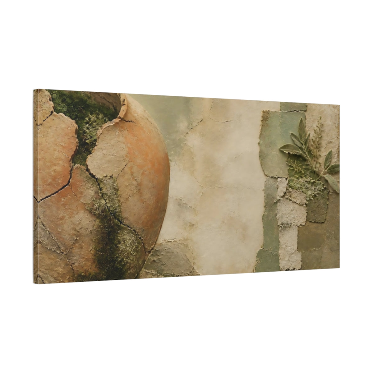 Main Mockup. Cracked Terracotta Urn shown as canvas print