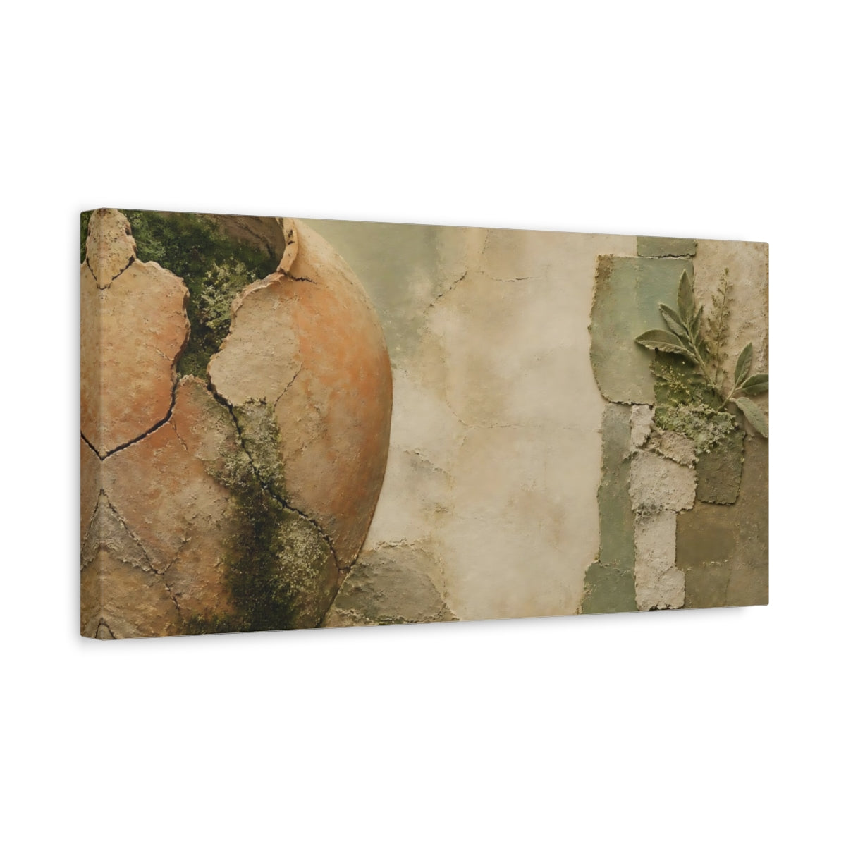 Side Mockup 3. Cracked Terracotta Urn shown as canvas print