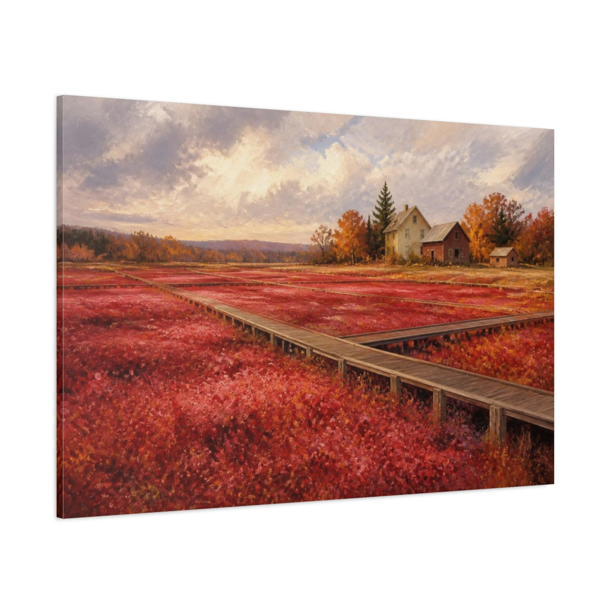 Side Mockup 1. Cranberry Bog Boardwalk shown as canvas print