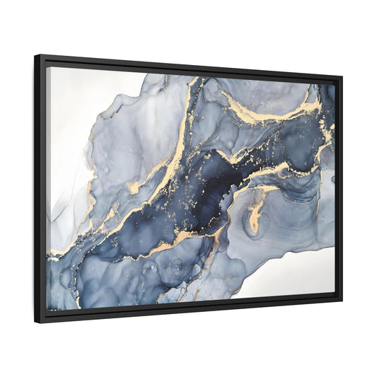 Cream Blue Marble Canvas Prints - Abstract Large Gold Home Wall Art