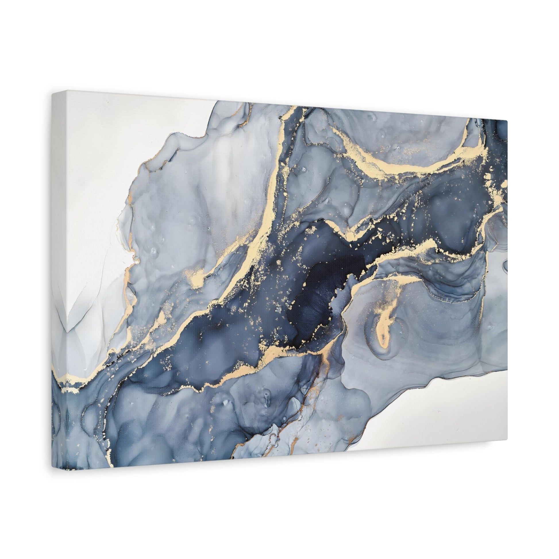 Cream Blue Marble Fashion Canvas Prints - Abstract Luxury Gold Home Wall Art