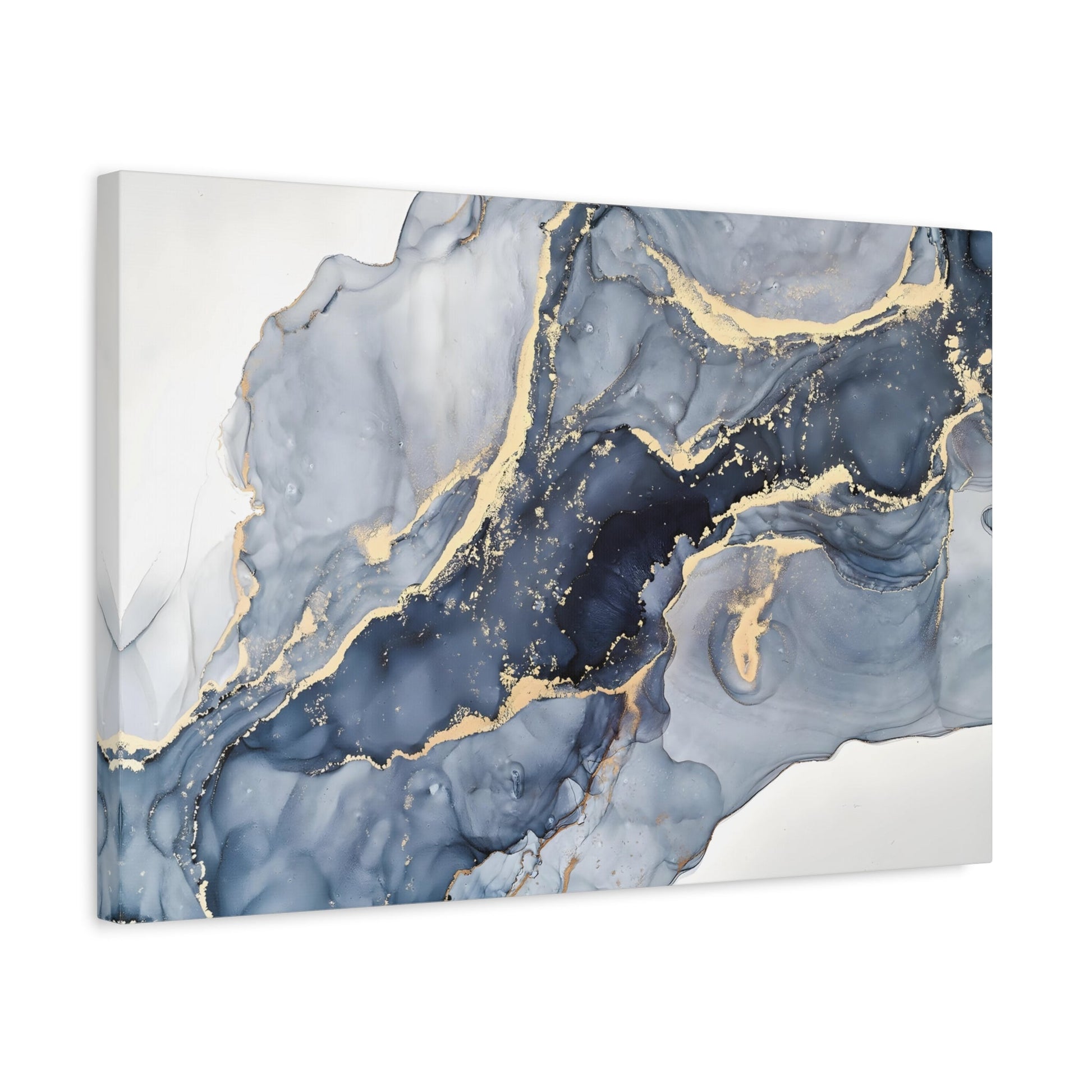 Cream Blue Marble Fashion Canvas Prints - Abstract Luxury Gold Home Wall Art