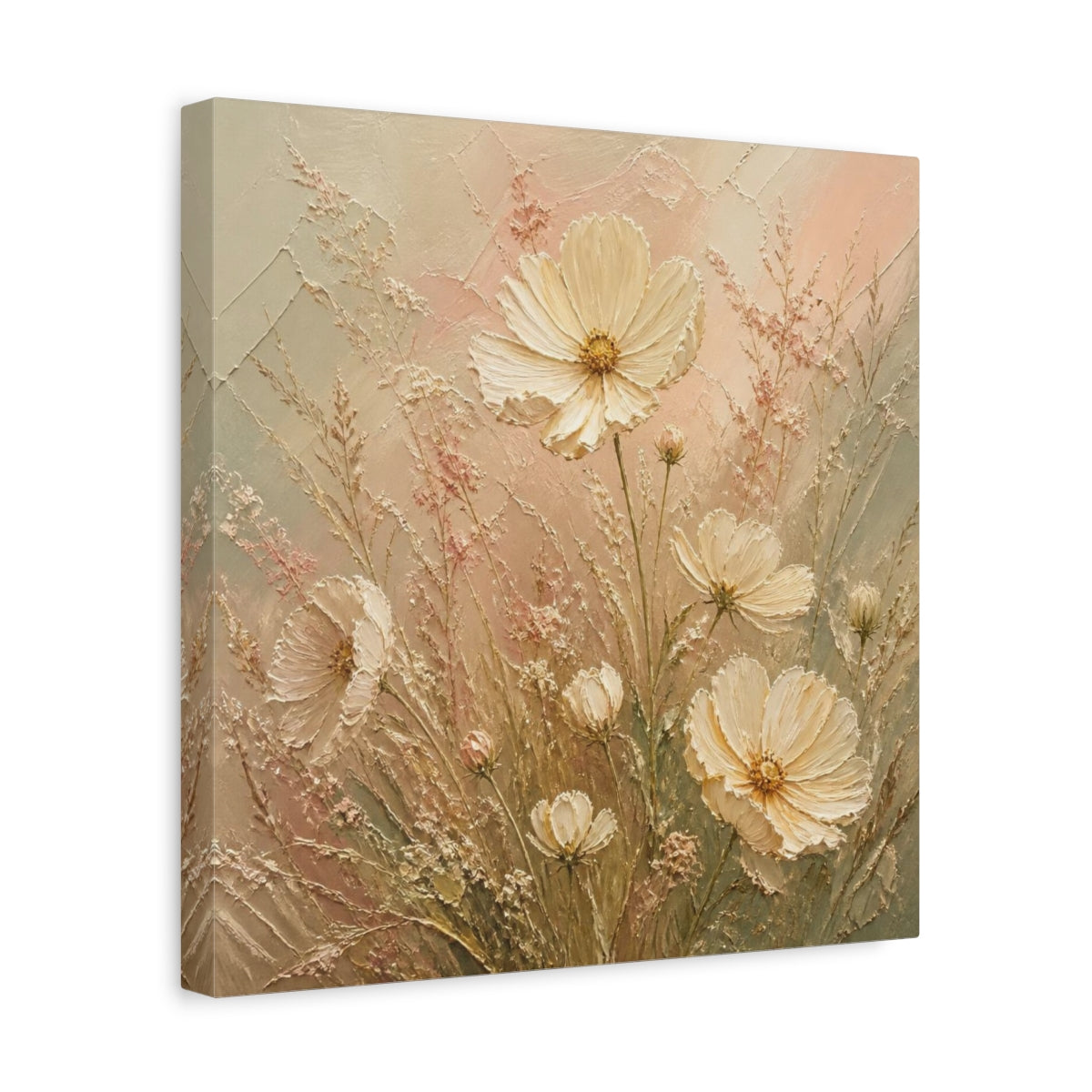 Side Mockup 7. Cream Cosmos & Airy Grasses shown as canvas print