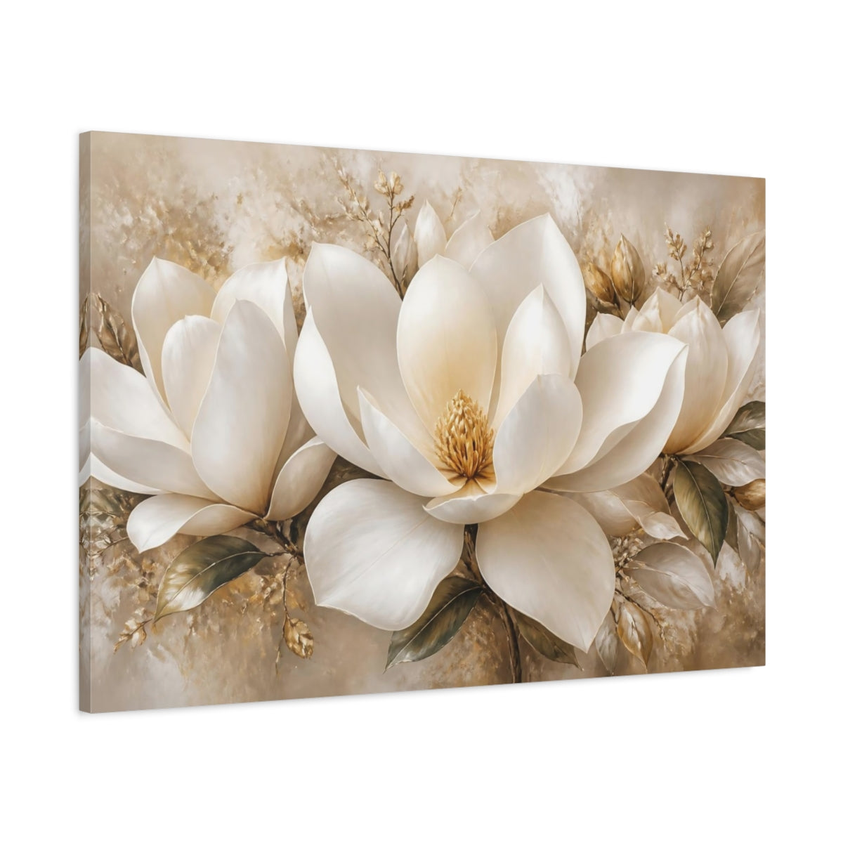Main Mockup. Cream Magnolia Blossom shown as canvas print
