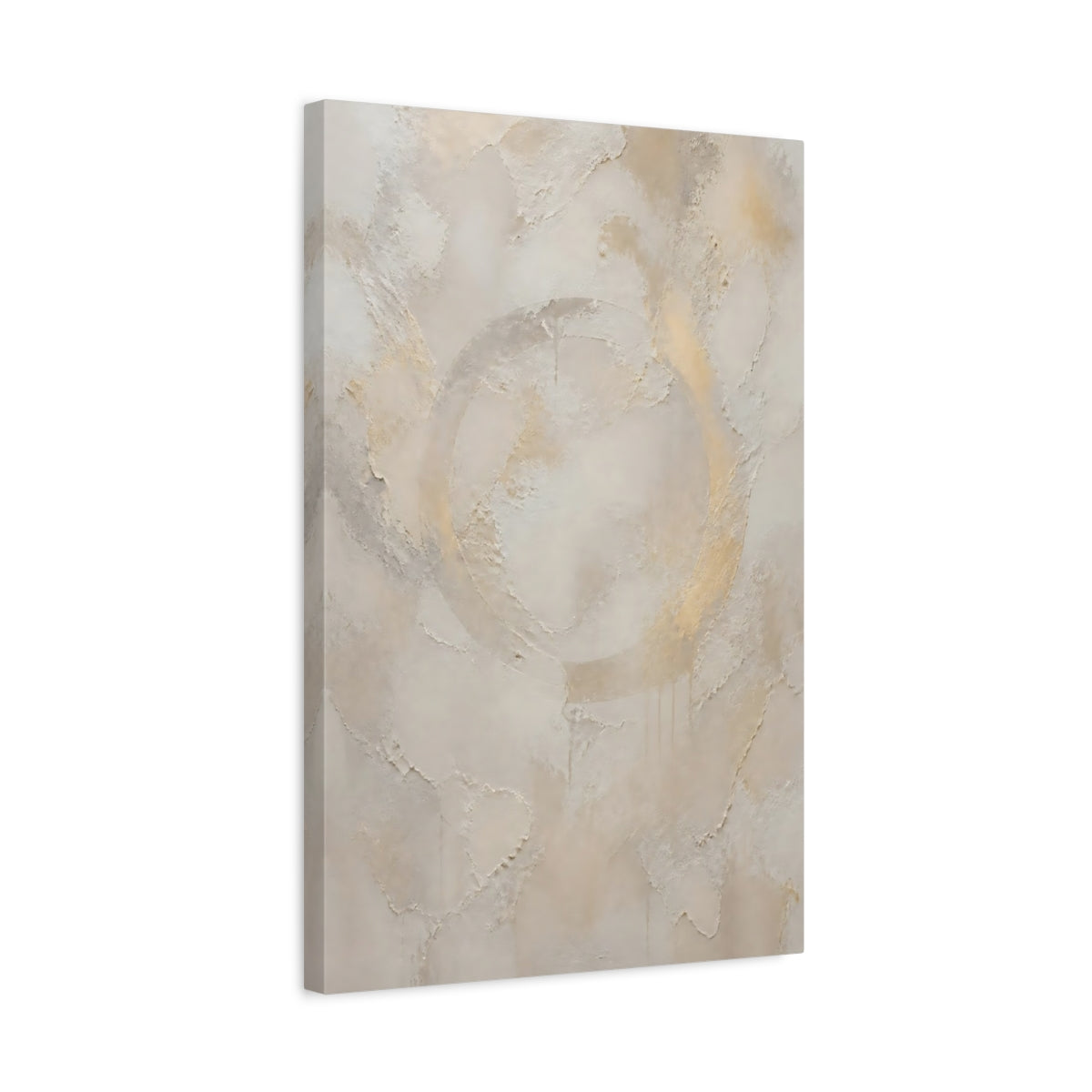 Side Mockup 3. Cream Opal Floating Ring shown as canvas print