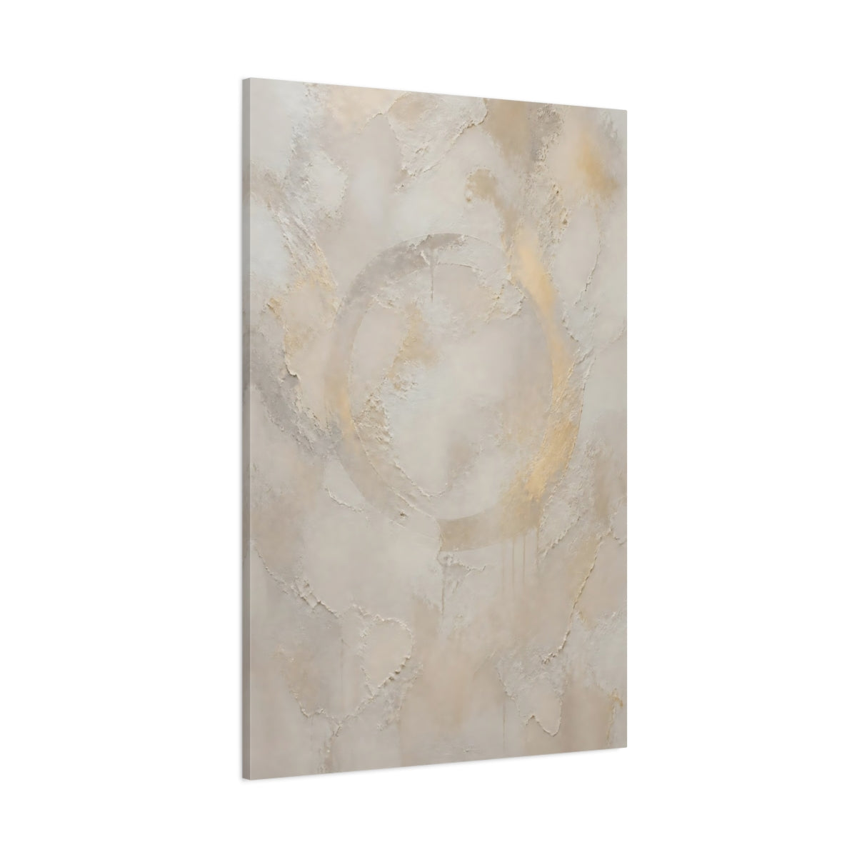 Side Mockup 1. Cream Opal Floating Ring shown as canvas print