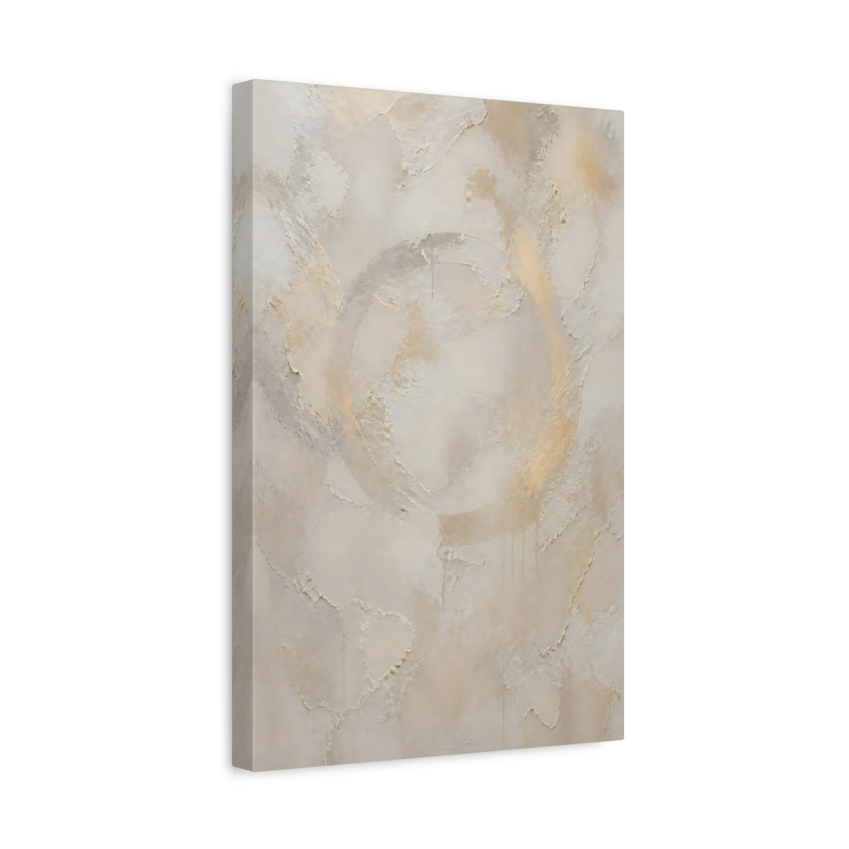Side Mockup 4. Cream Opal Floating Ring shown as canvas print