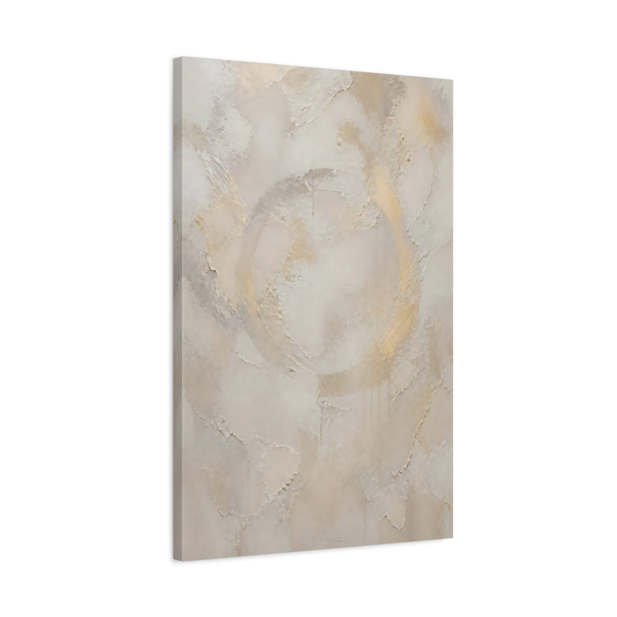 Side Mockup 2. Cream Opal Floating Ring shown as canvas print