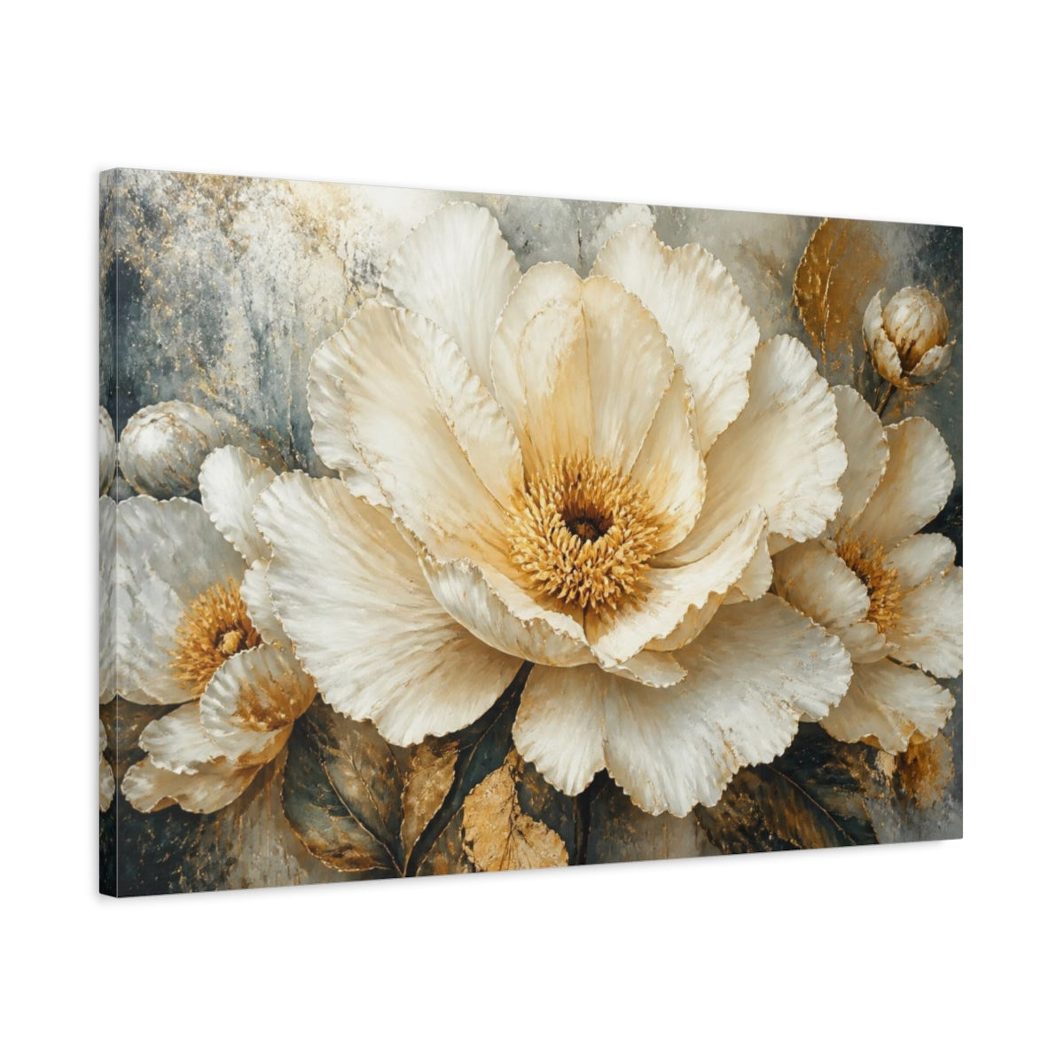 Side Mockup 2. Cream Petal Luxury Bloom shown as canvas print