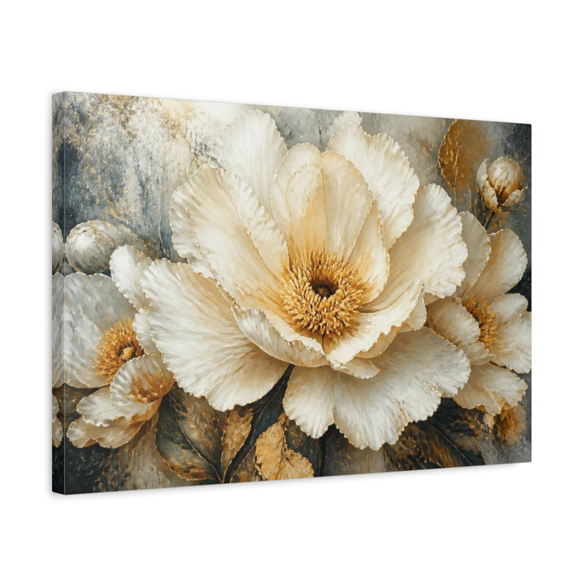 Side Mockup 3. Cream Petal Luxury Bloom shown as canvas print
