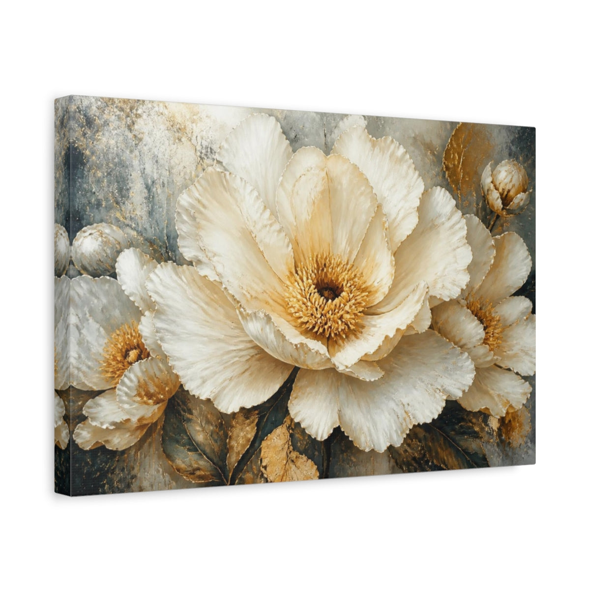 Side Mockup 4. Cream Petal Luxury Bloom shown as canvas print