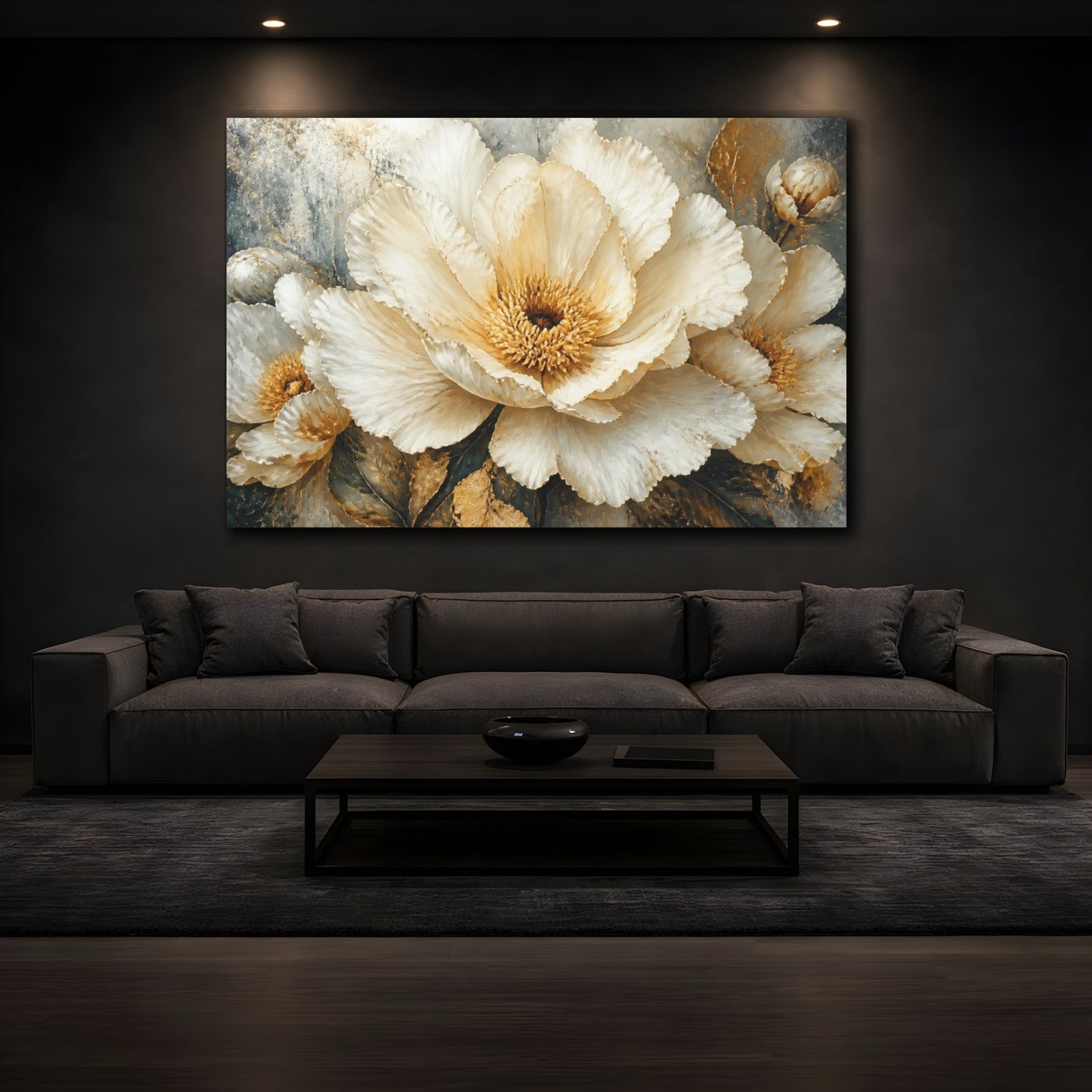 Mockup 3. Cream Petal Luxury Bloom shown as canvas print