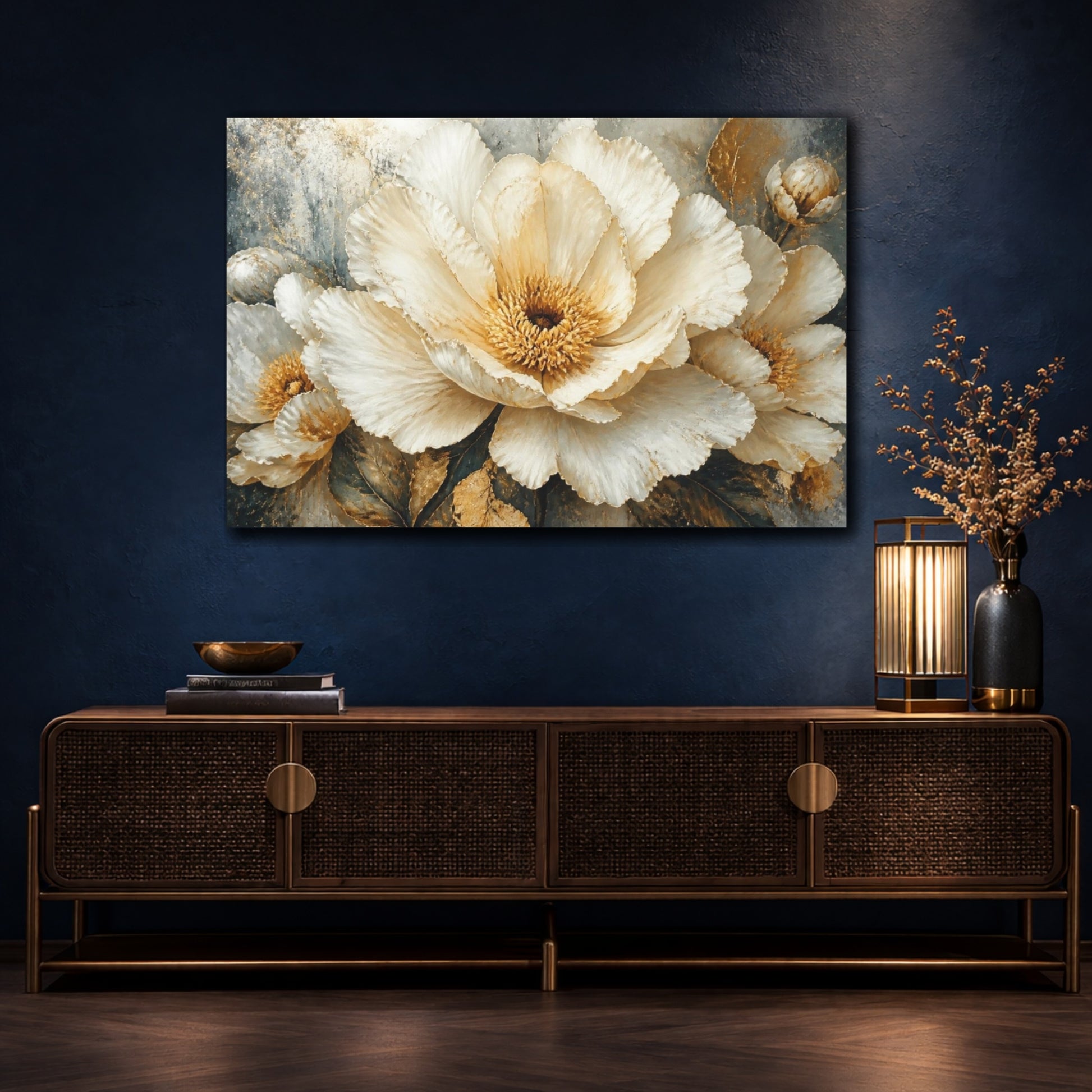 Mockup 4. Cream Petal Luxury Bloom shown as canvas print