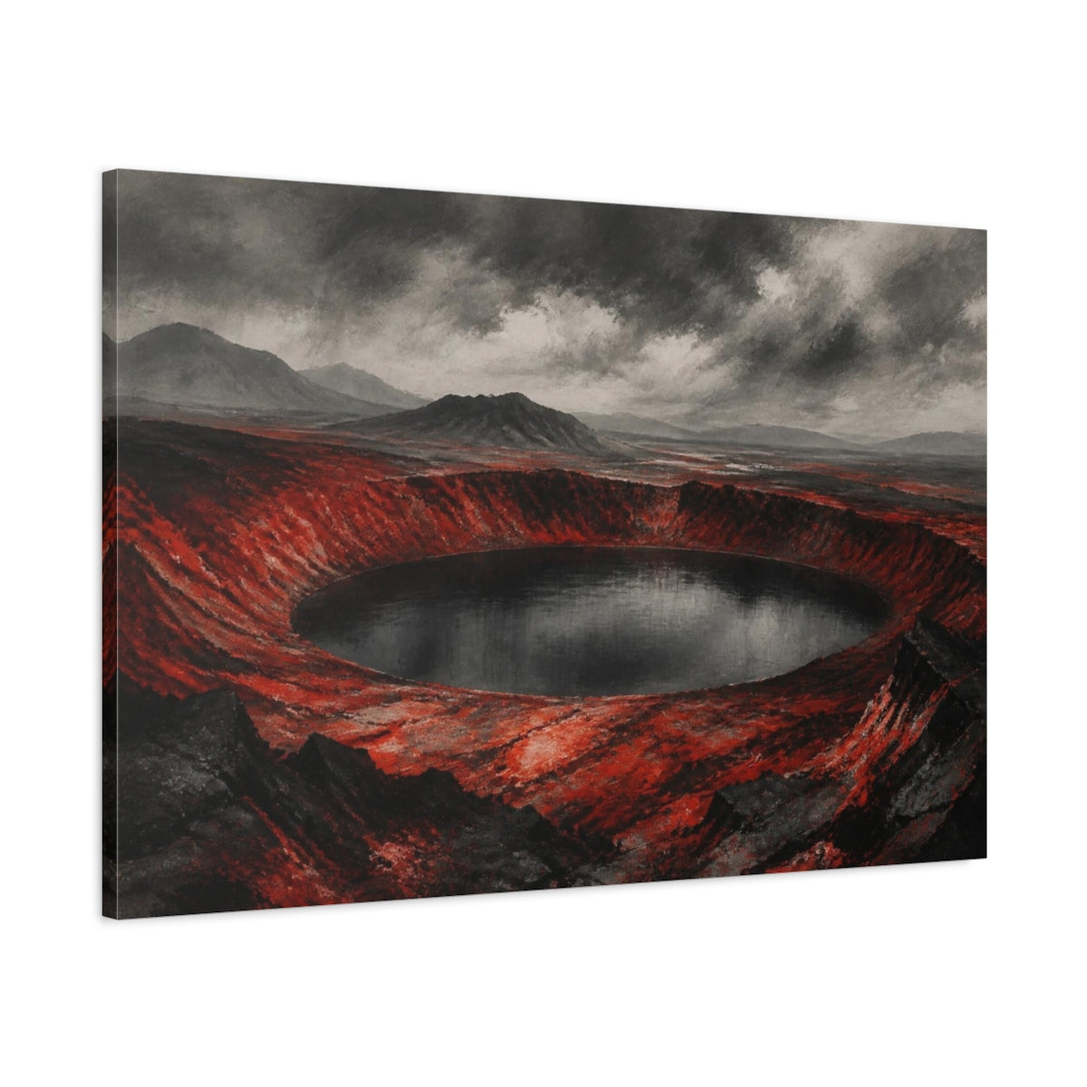 Main Mockup. Crimson Caldera Landscape shown as canvas print