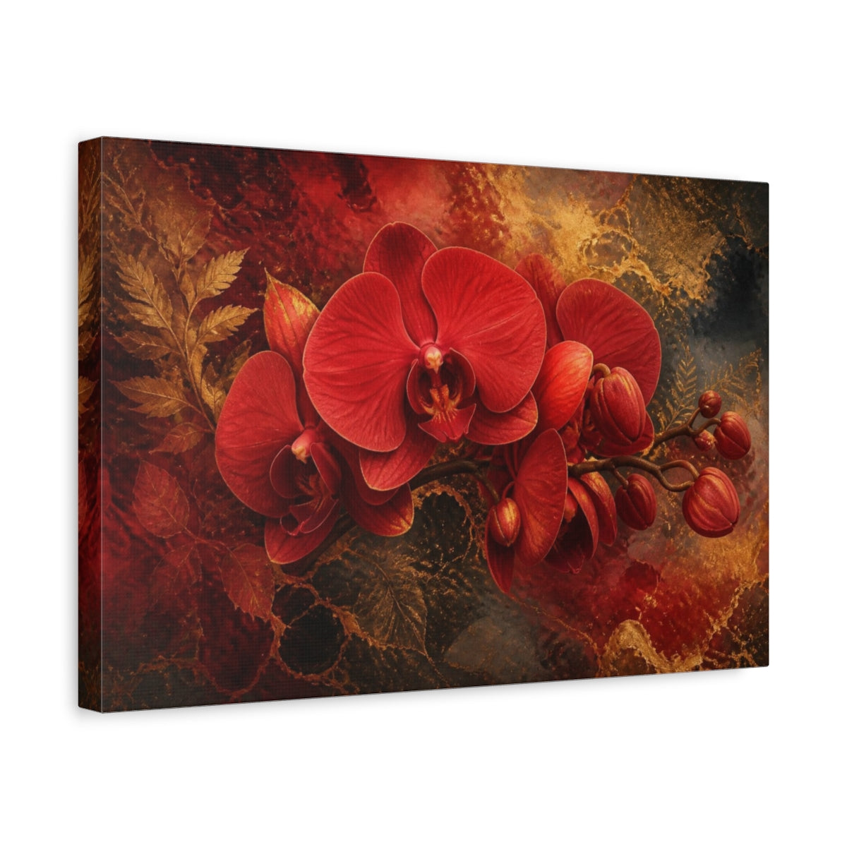 Side Mockup 4. Crimson Orchid Elegance shown as canvas print