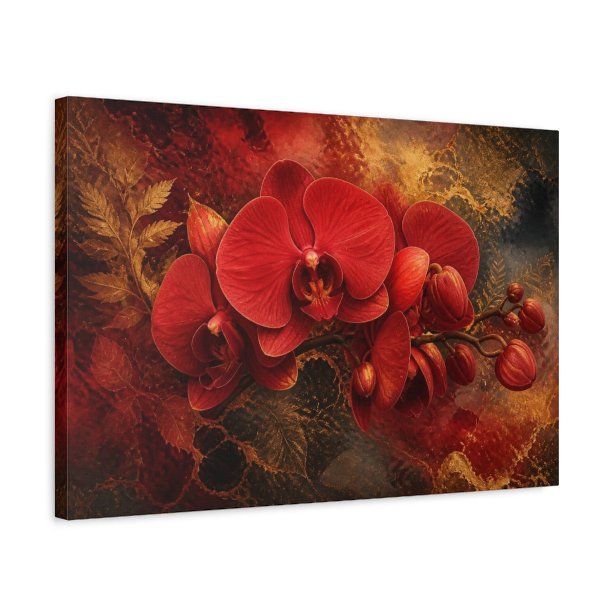 Side Mockup 3. Crimson Orchid Elegance shown as canvas print