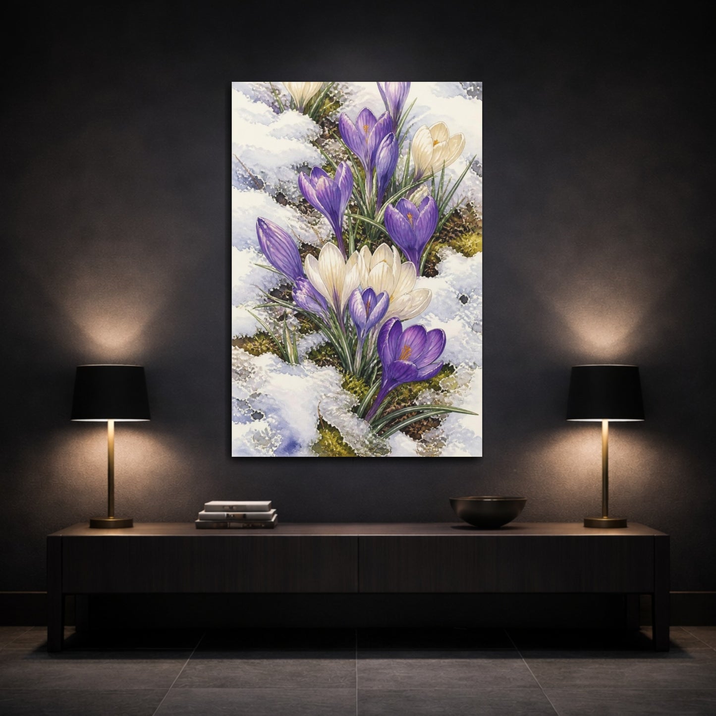 Mockup 3. Crocus Nature Bloom shown as canvas print