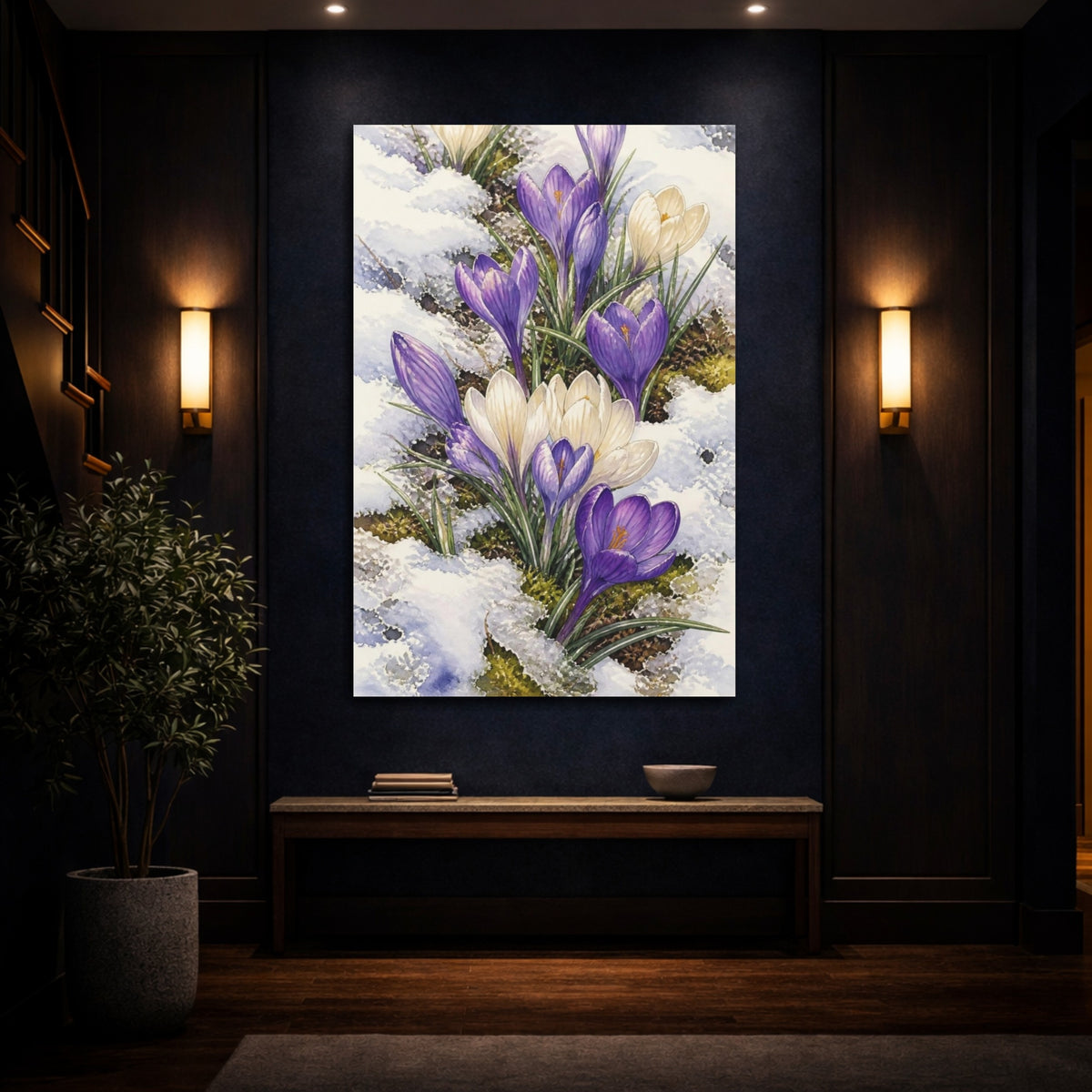 Mockup 4. Crocus Nature Bloom shown as canvas print