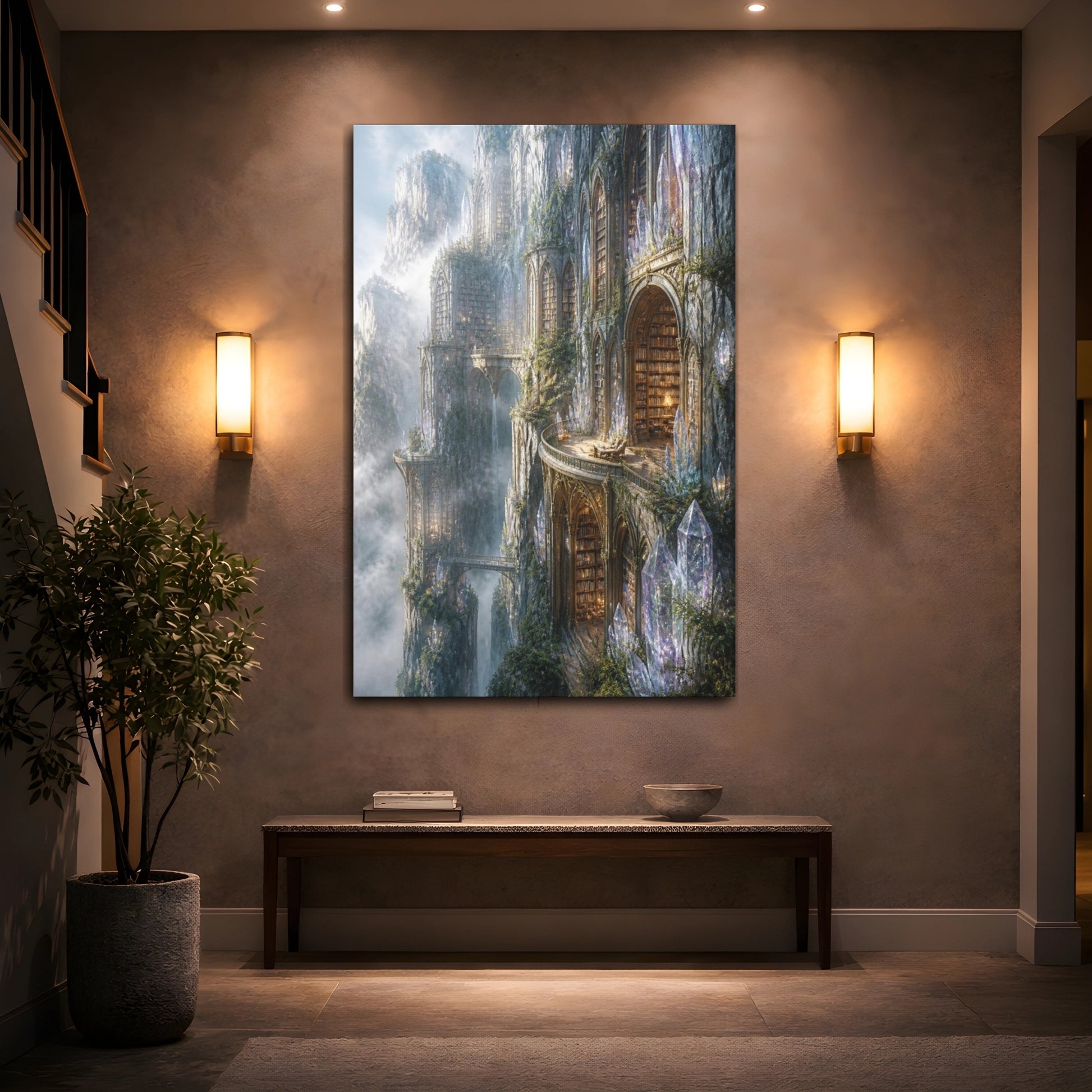 Mockup 2. Crystal Cliff Library shown as canvas print